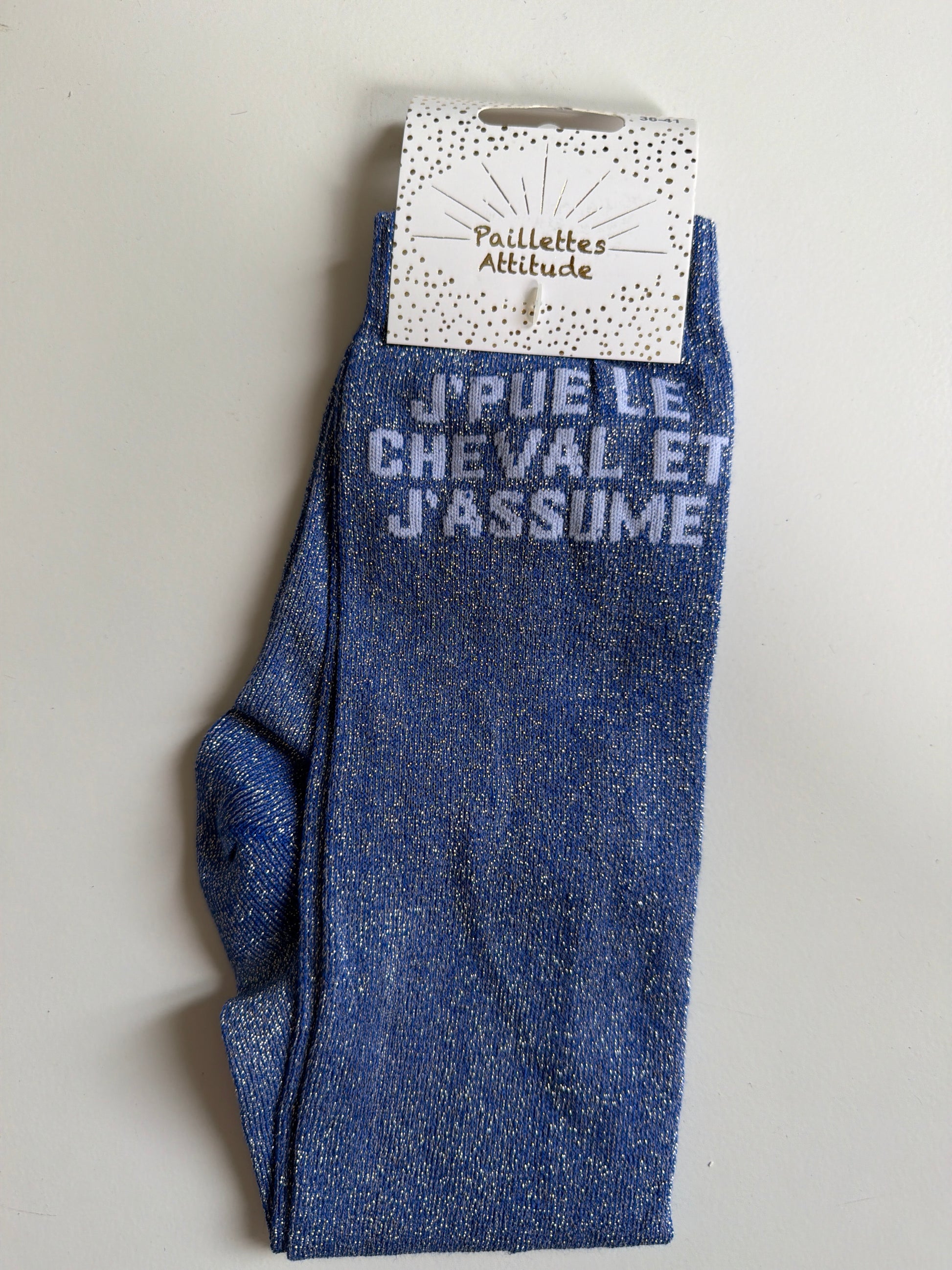 Chaussette pailletée équitation 36-41 J’PUE LE CHEVAL ET J’ASSUME