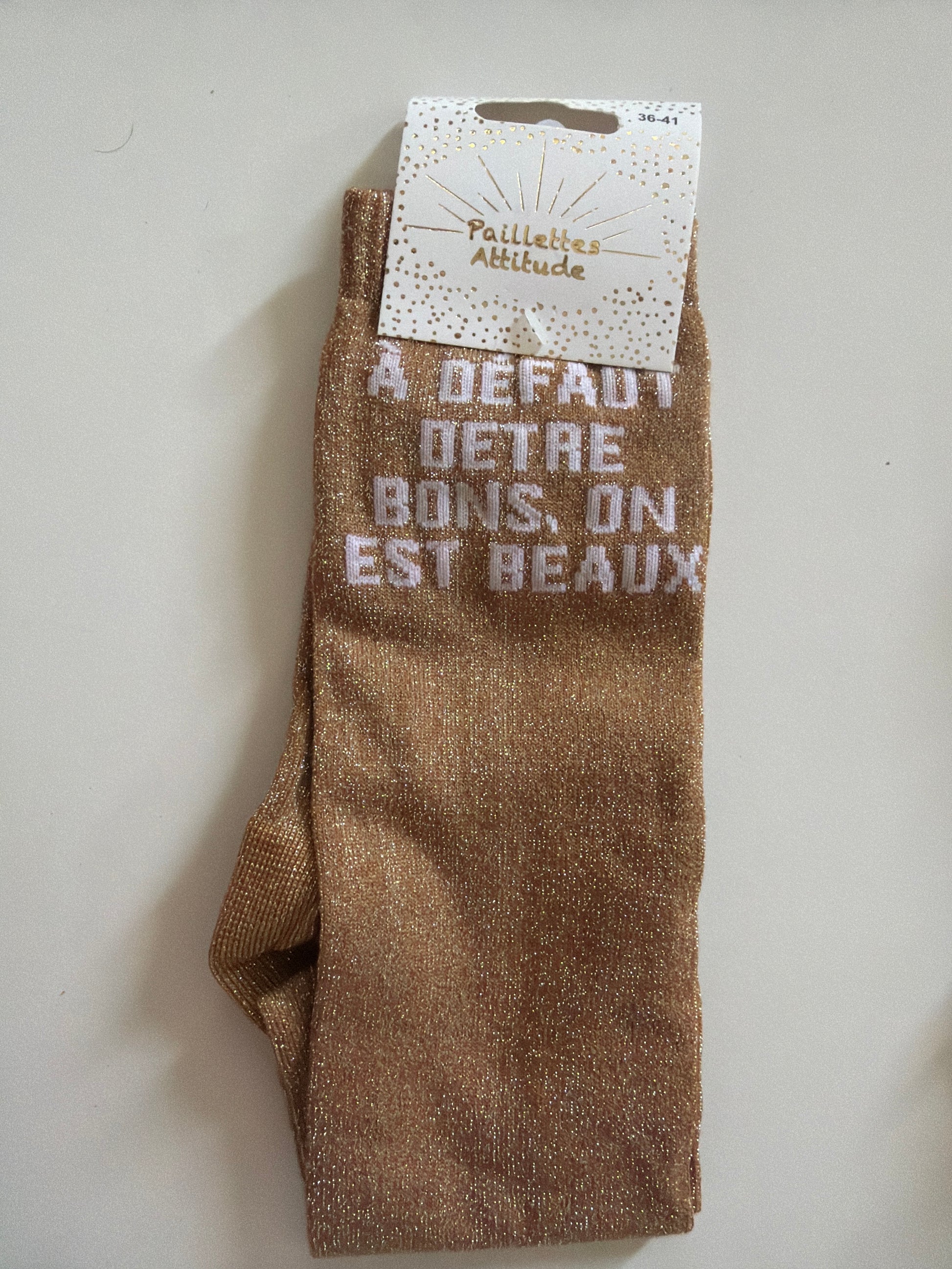 Chaussette pailletée équitation  36-41 À DÉFAUT D’ÊTRE BONS, ON EST BEAUX