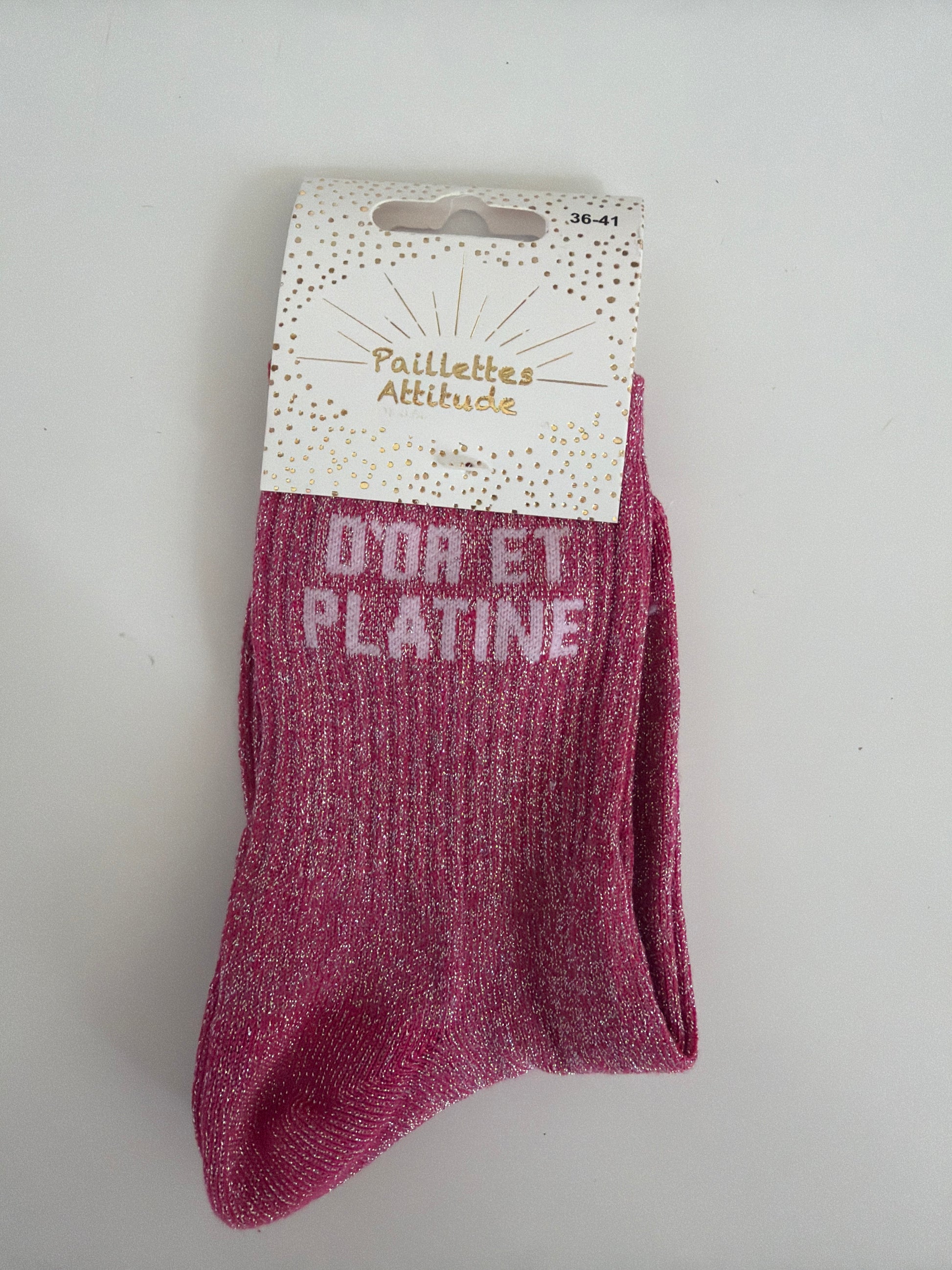 Chaussette de ville pailletée 36-41 D’OR ET PLATINE
