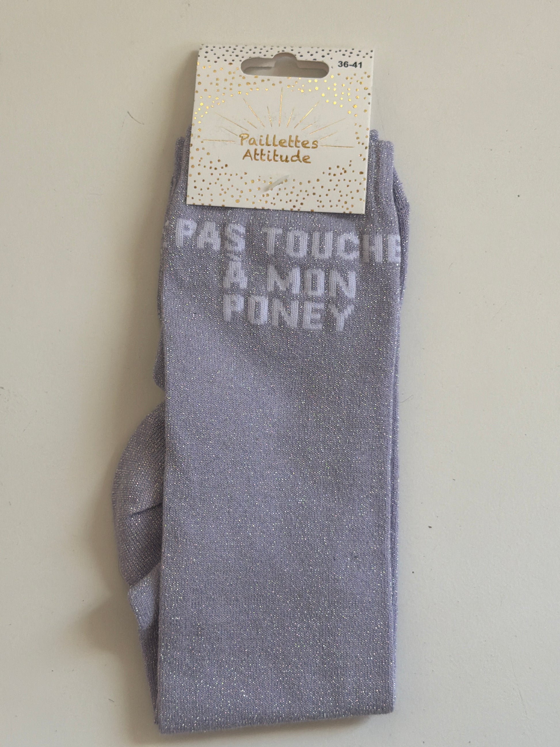 chaussette pailletée équitation 36-41 PAS TOUCHE À MON PONEY