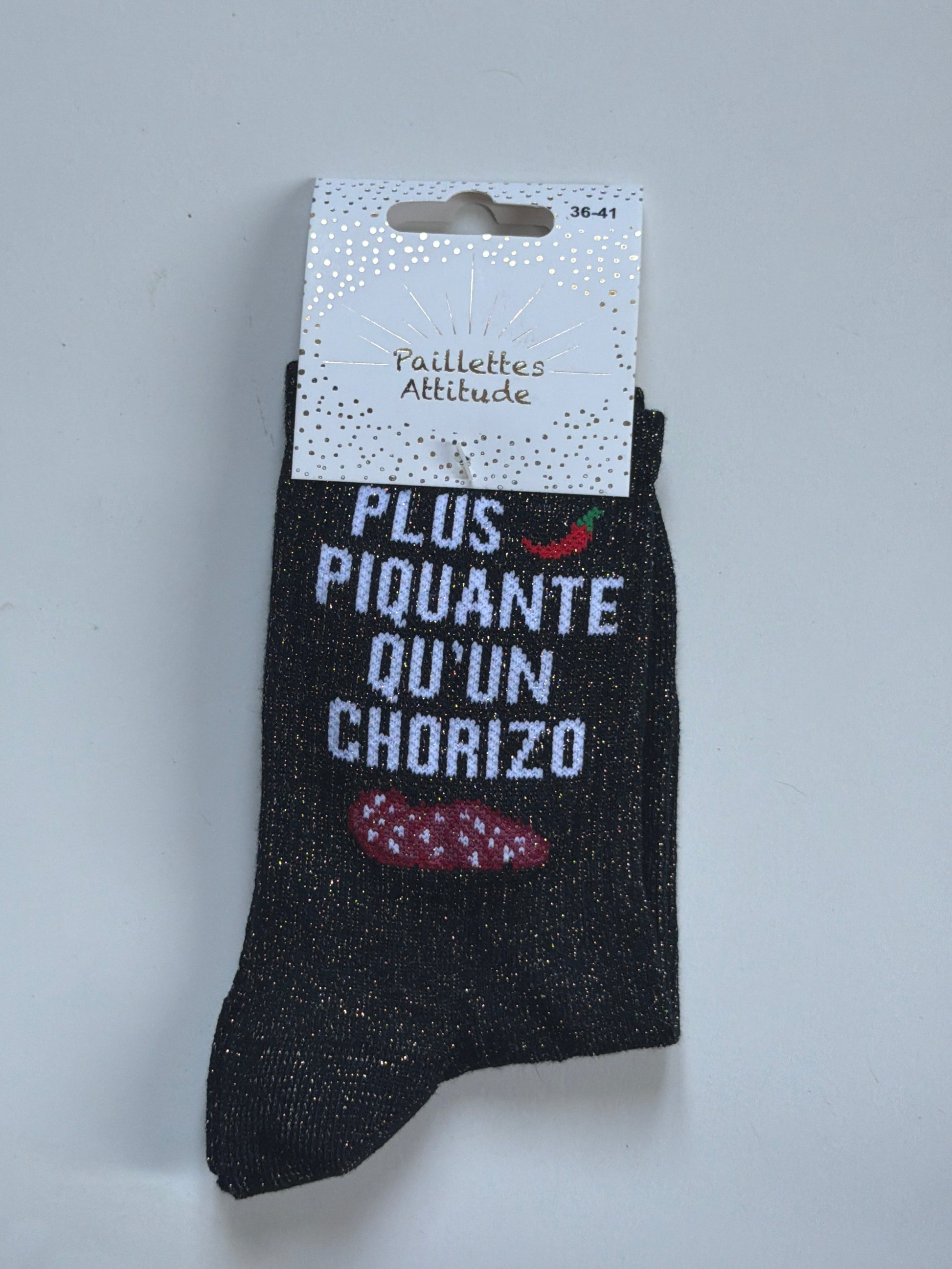 Chaussette pailletée de ville 36-41 PLUS PIQUANTE QU’UN CHORIZO