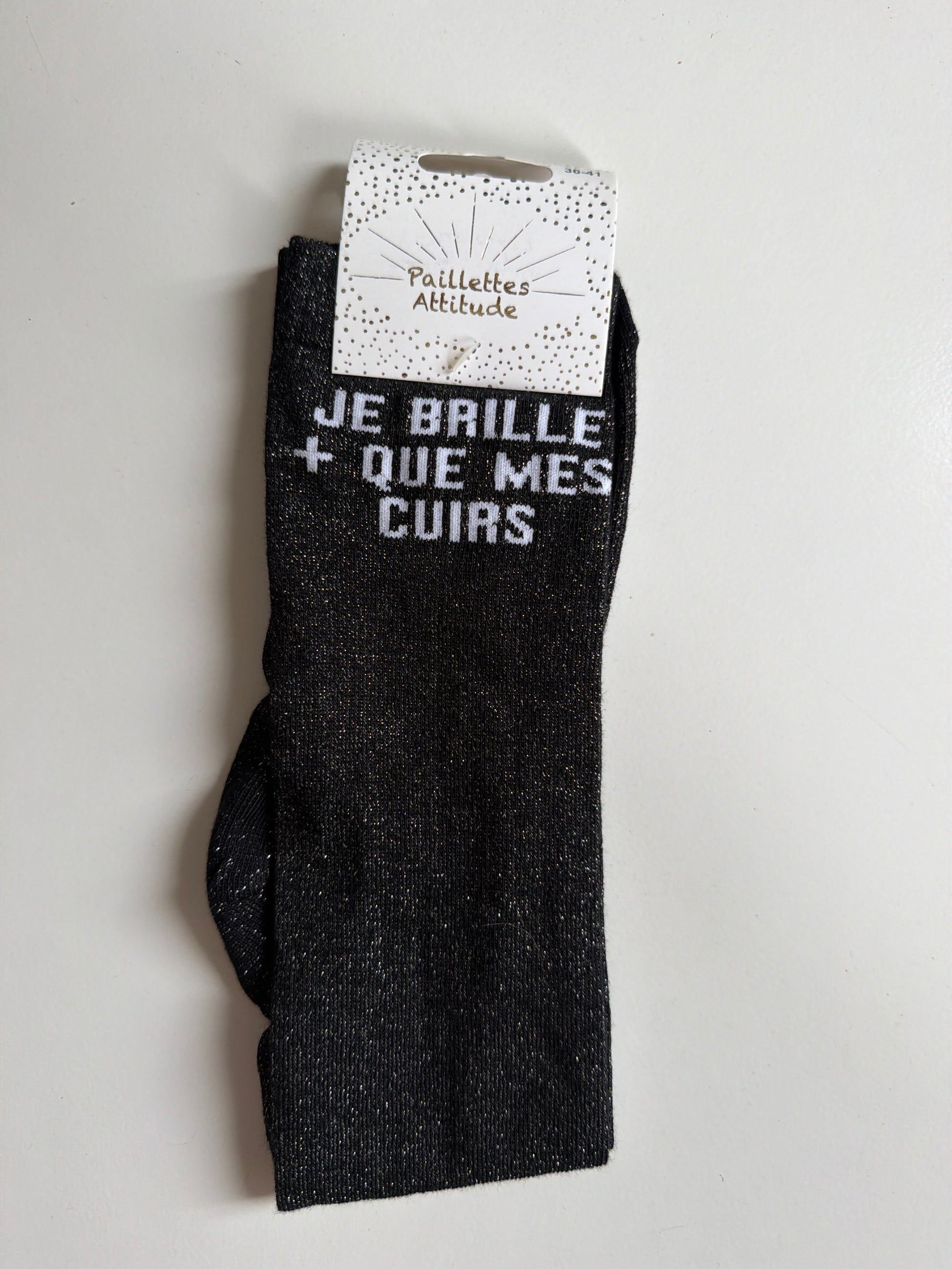 Chaussette pailletée équitation 36-41 JE BRILLE + QUE MES CUIRS