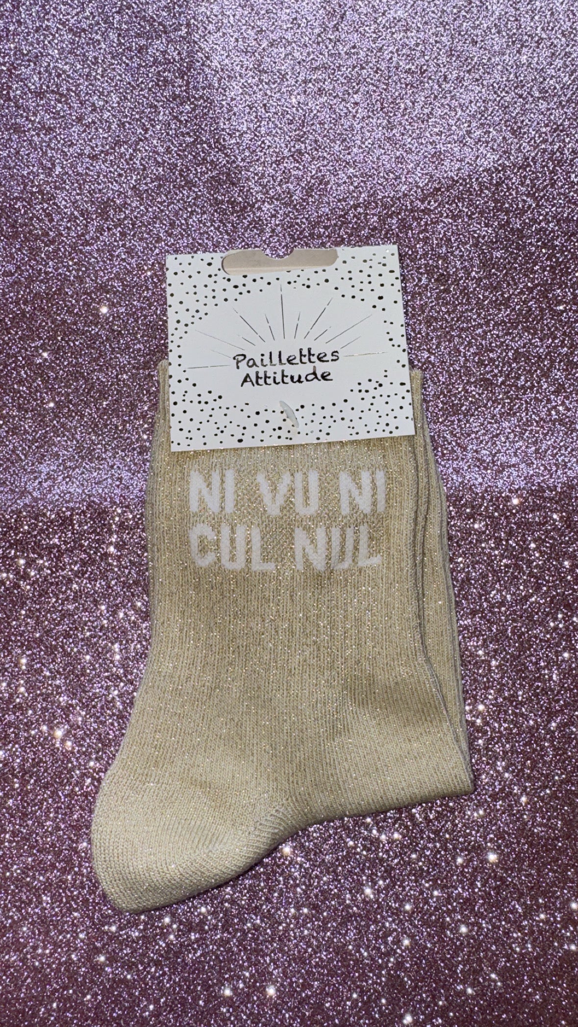 Chaussette pailletée de ville 36/41 « Ni vu ni cul nu »