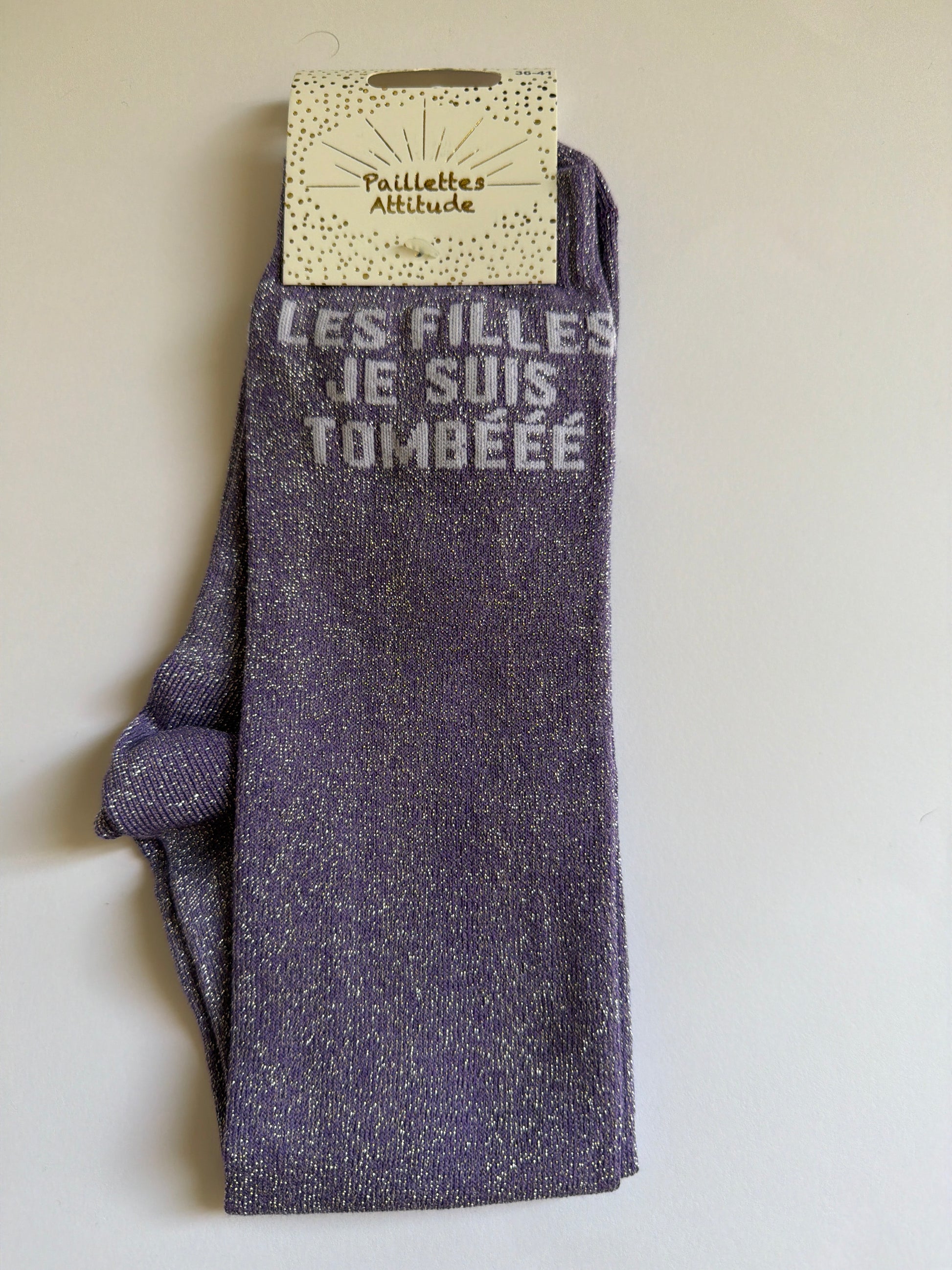 Chaussette pailletée équitation 36-41 LES FILLES JE SUIS TOMBÉÉÉ
