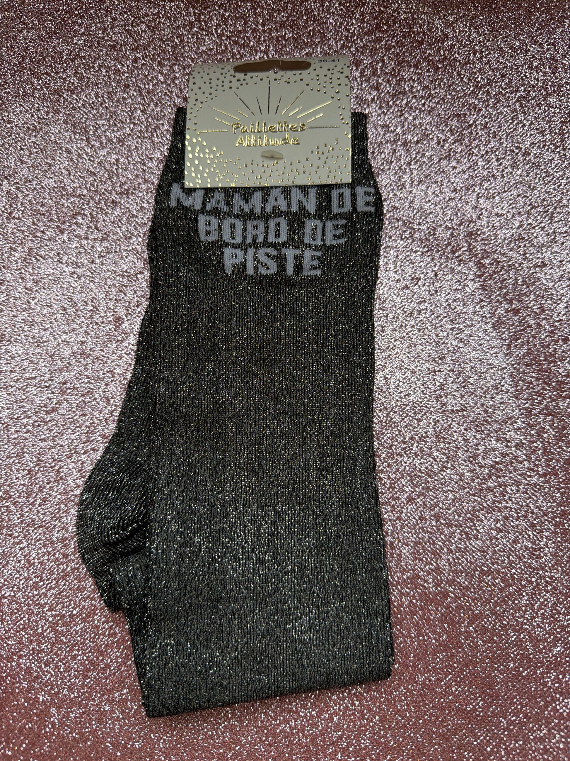 chaussette pailletée MAMAN DE BORD DE PISTE 36/41