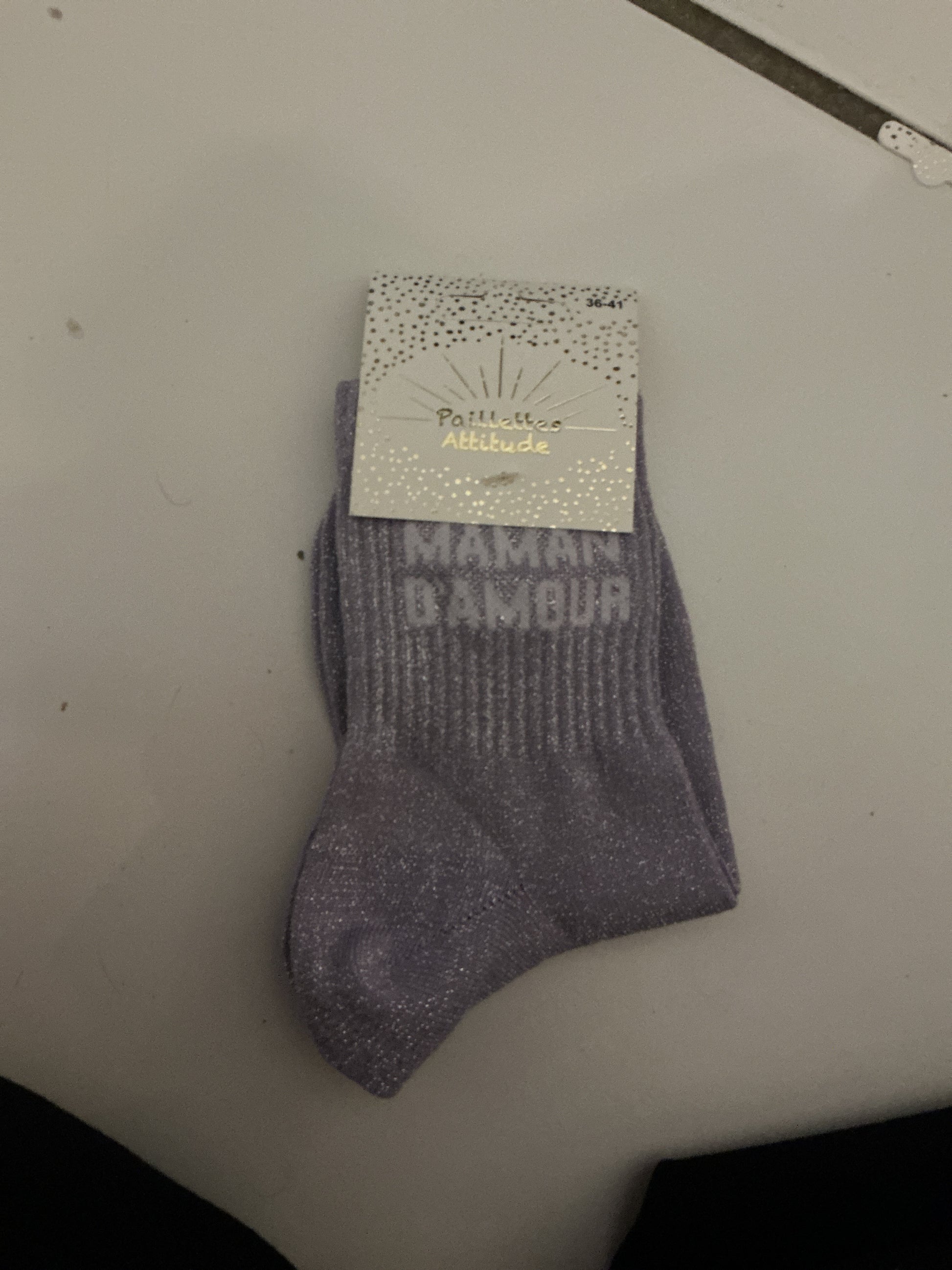 Chaussette pailletée maman d’amour