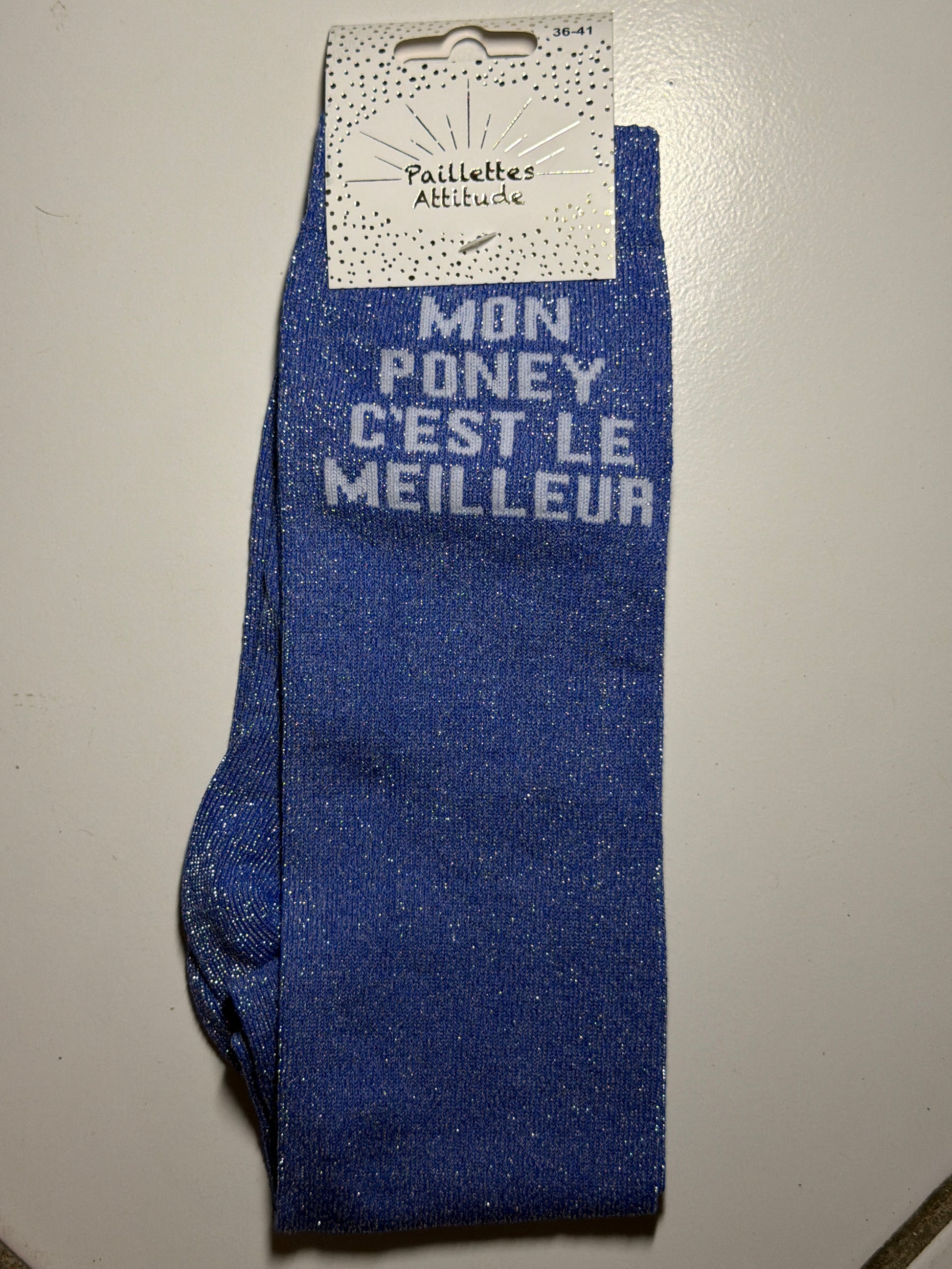 Chaussette pailletée équitation 36-41 MON PONEY C’EST LE MEILLEUR 