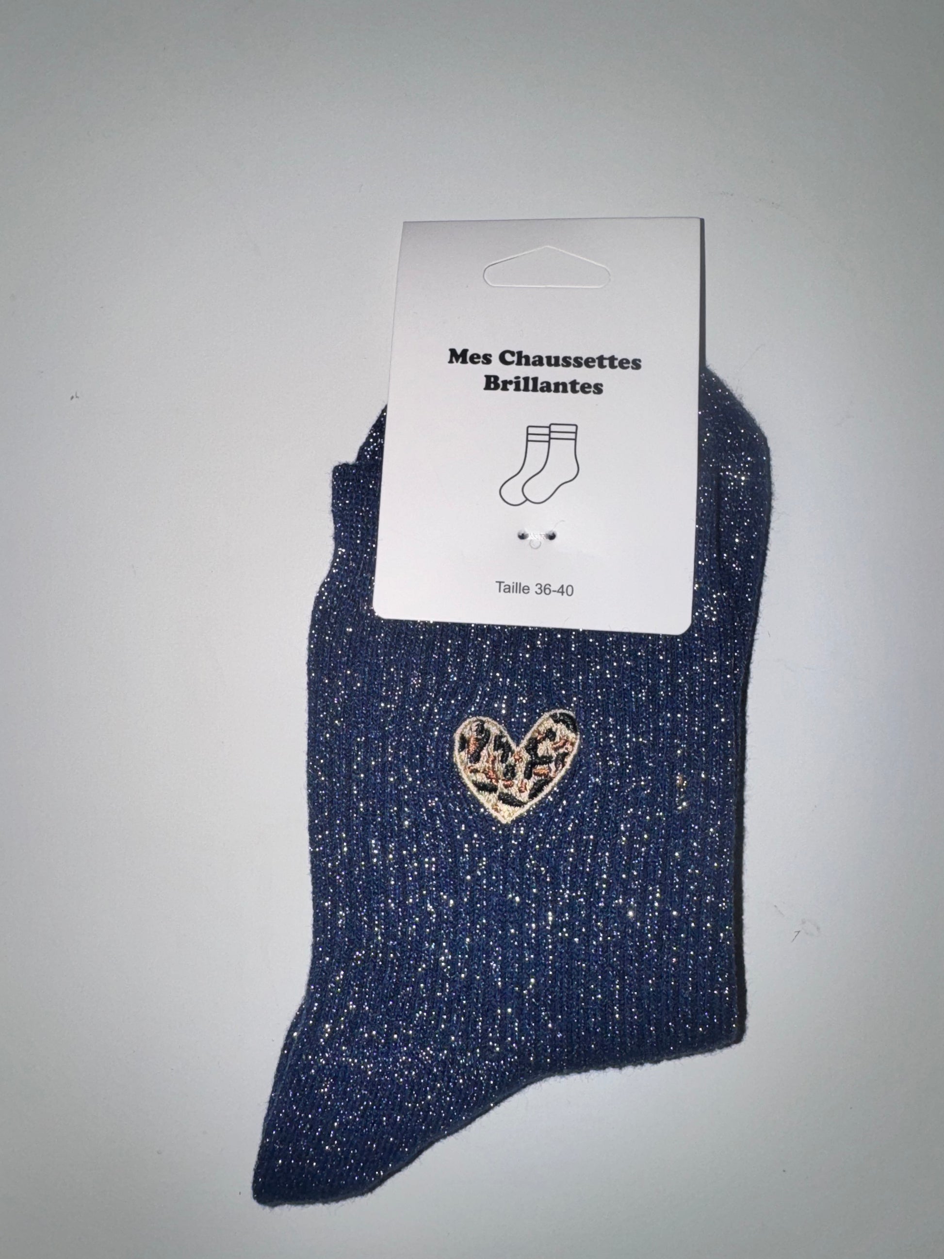 Chaussettes pailletées CŒUR