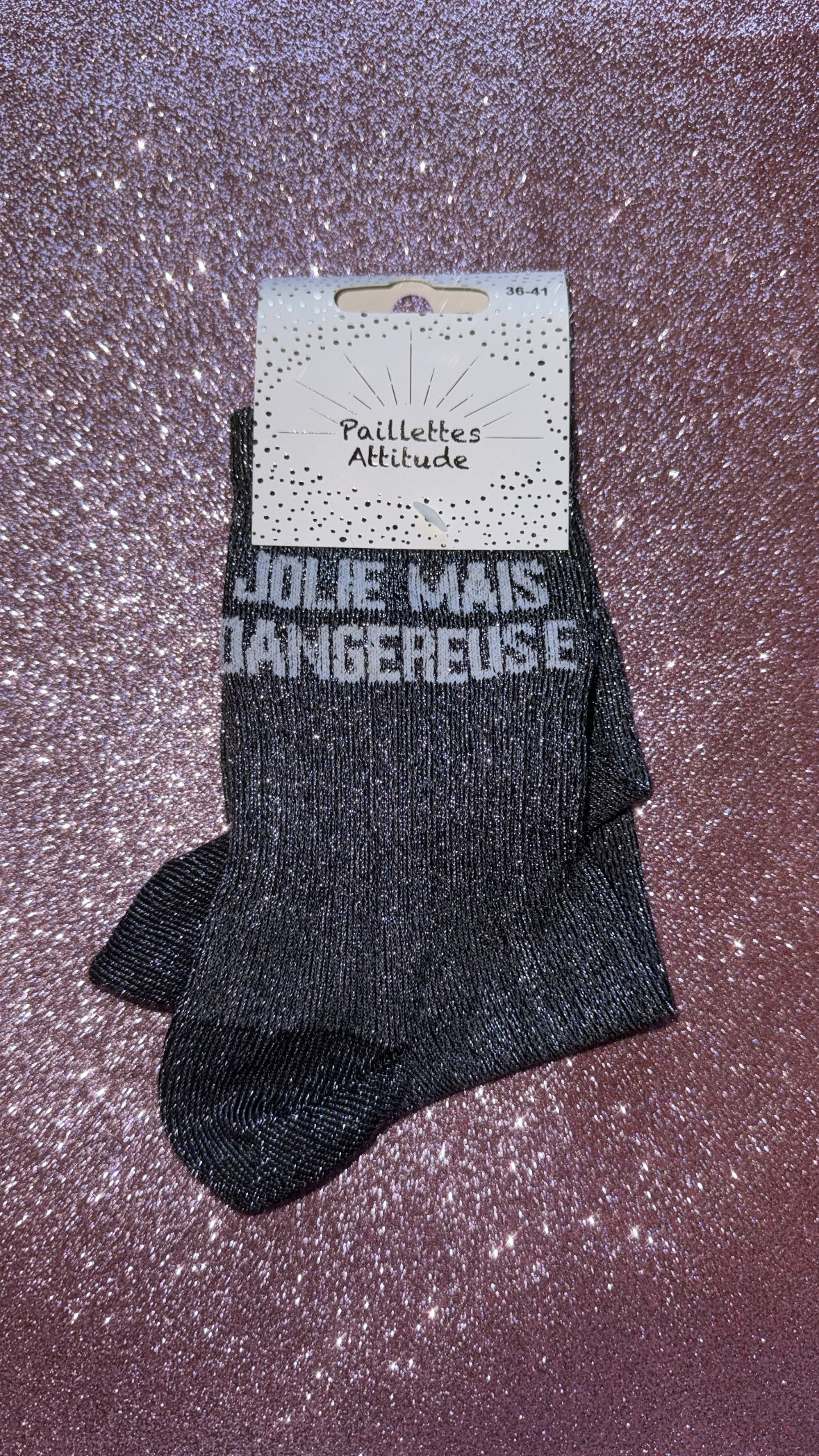 Chaussettes de ville pailletée 36/41 « Jolie mais dangereuse »