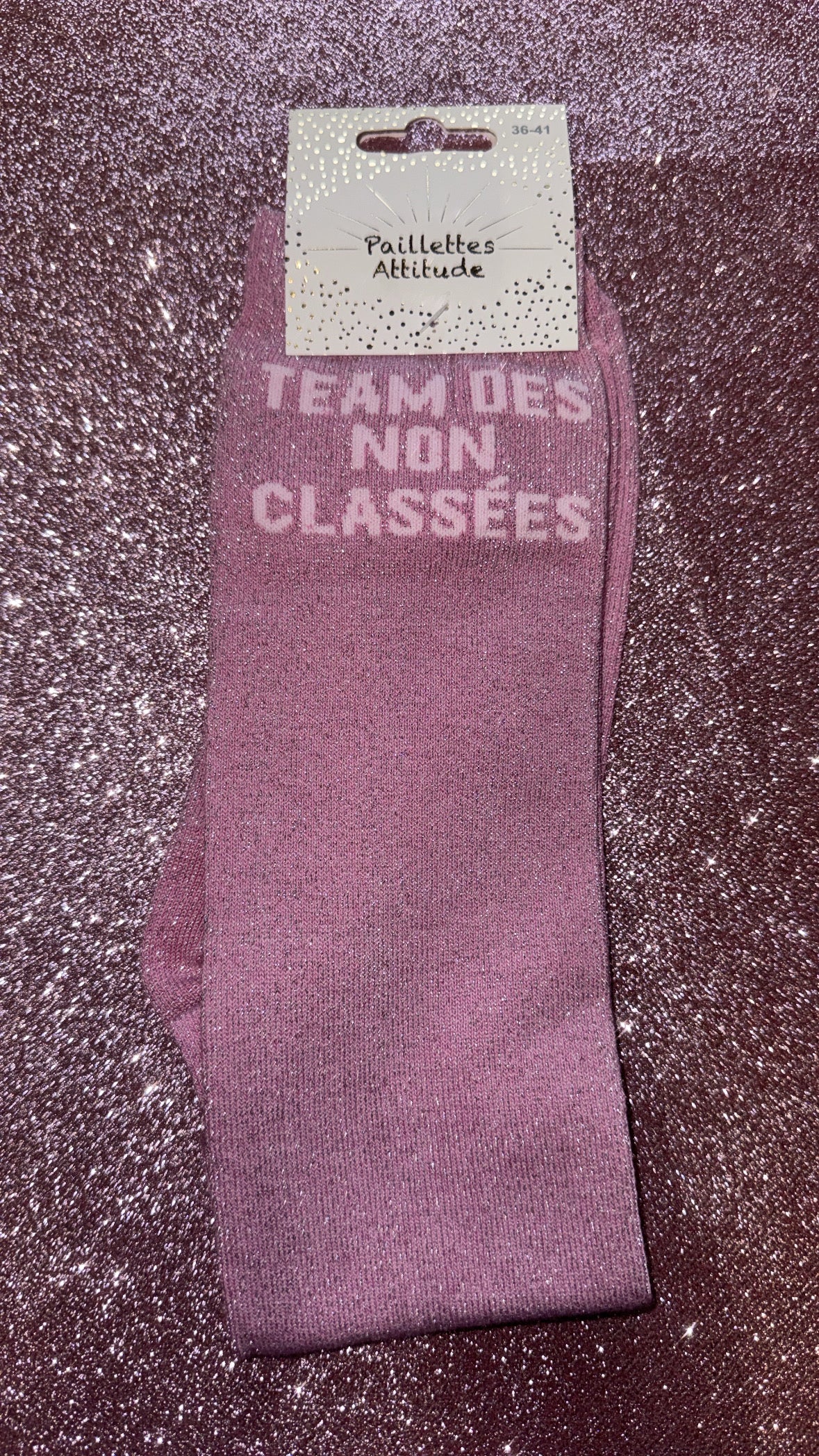 chaussette d’équitation pailletée «TEAM DES NON CLASSÉS » 36/41