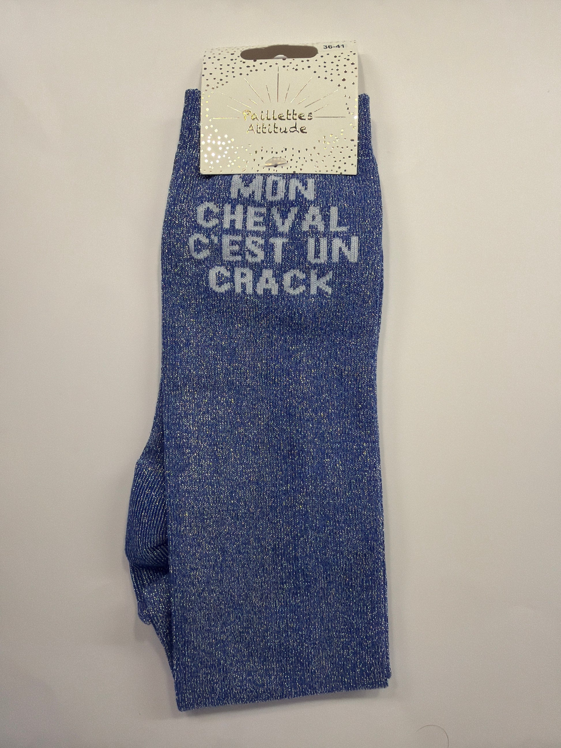 Chaussette pailletée équitation 36-41 MON CHEVAL C’EST UN CRACK