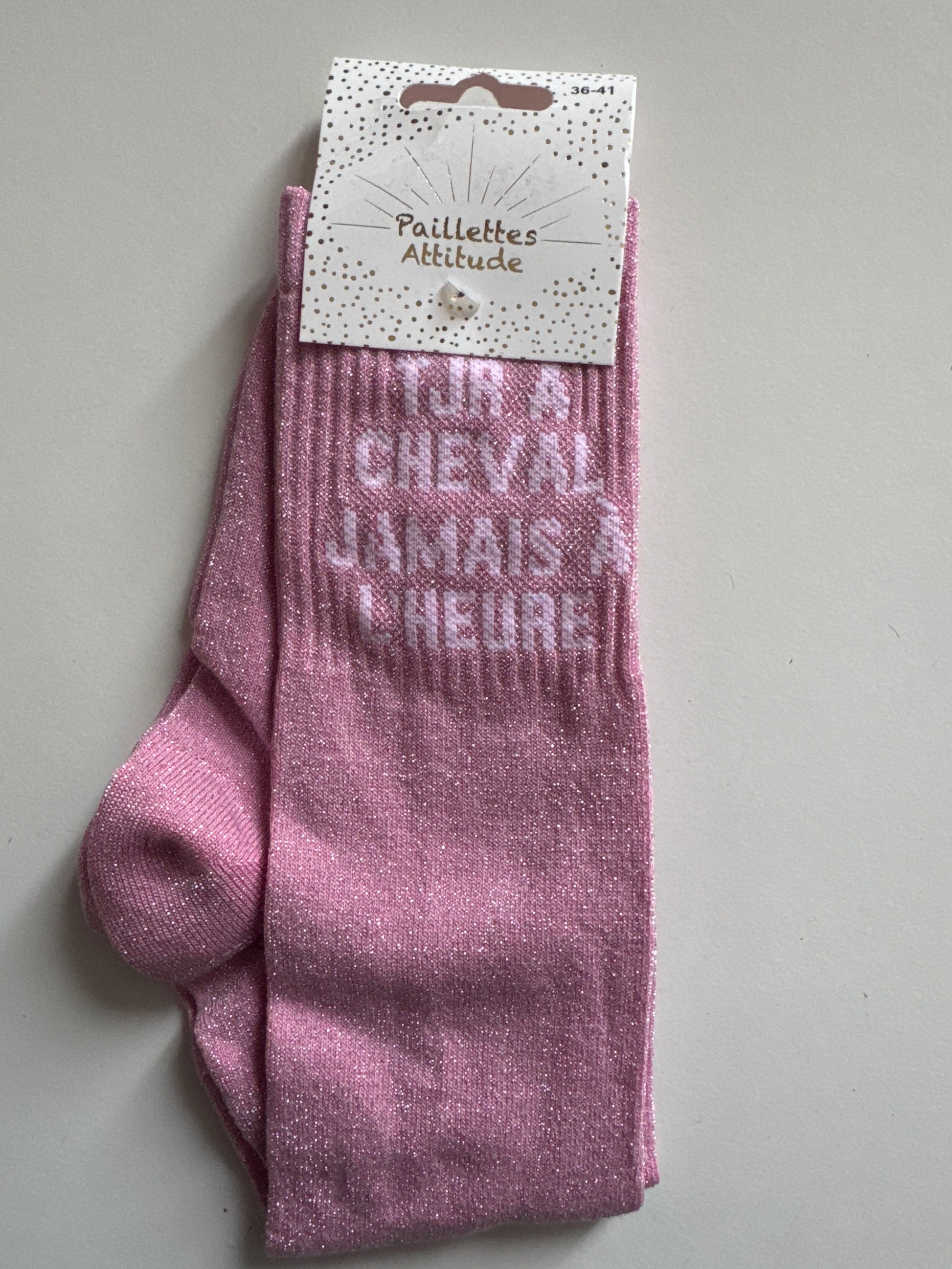 chaussette pailletée TJR À CHEVAL JAMAIS À L’HEURE 36/41