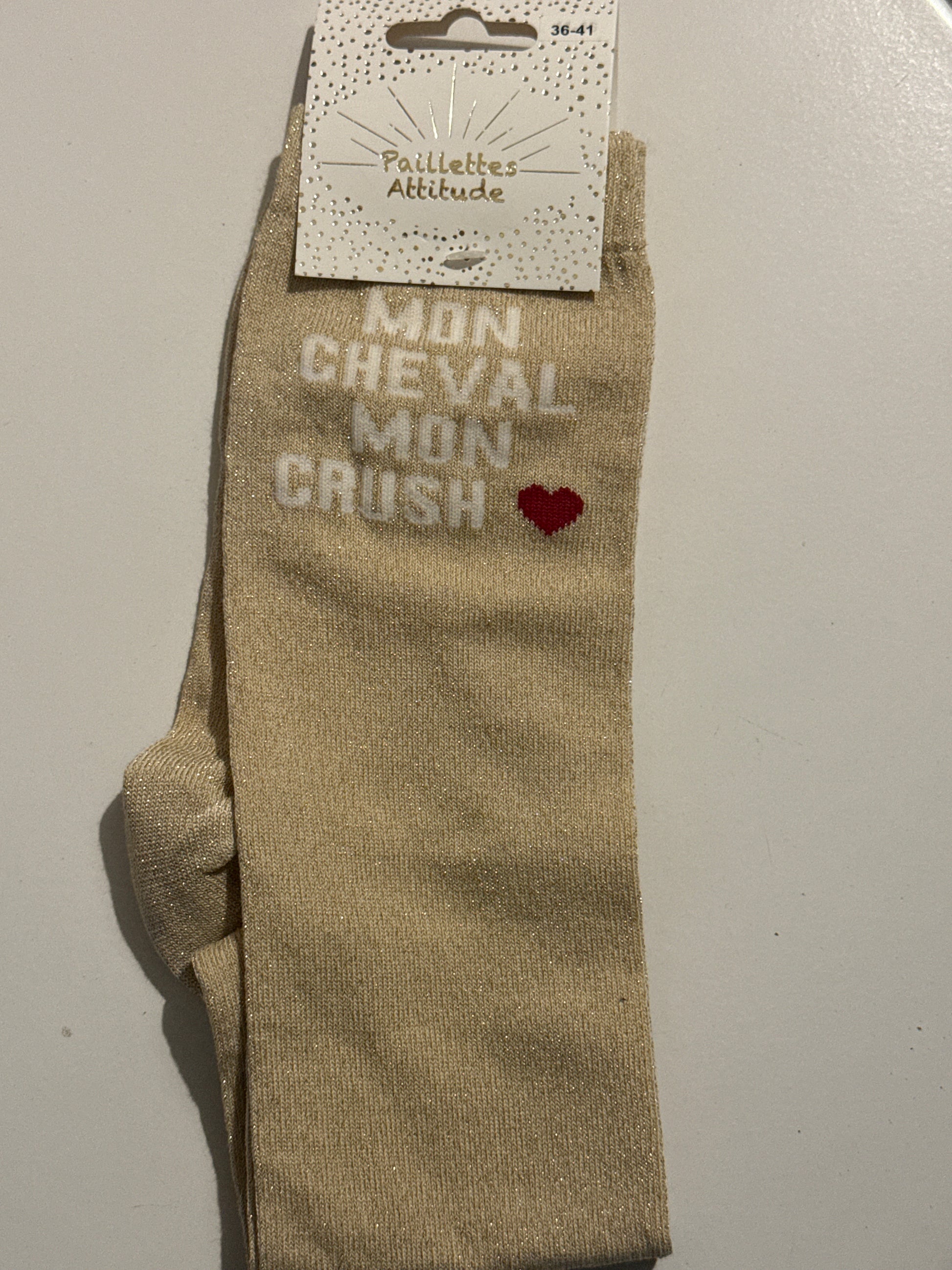 chaussette pailletée équitation 36-41 MON CHEVAL MON CRUSH ❤️