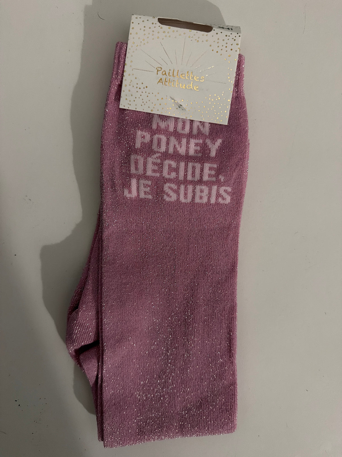 Chaussette pailletée équitation 36-41 MON PONEY DÉCIDE, JE SUBIS