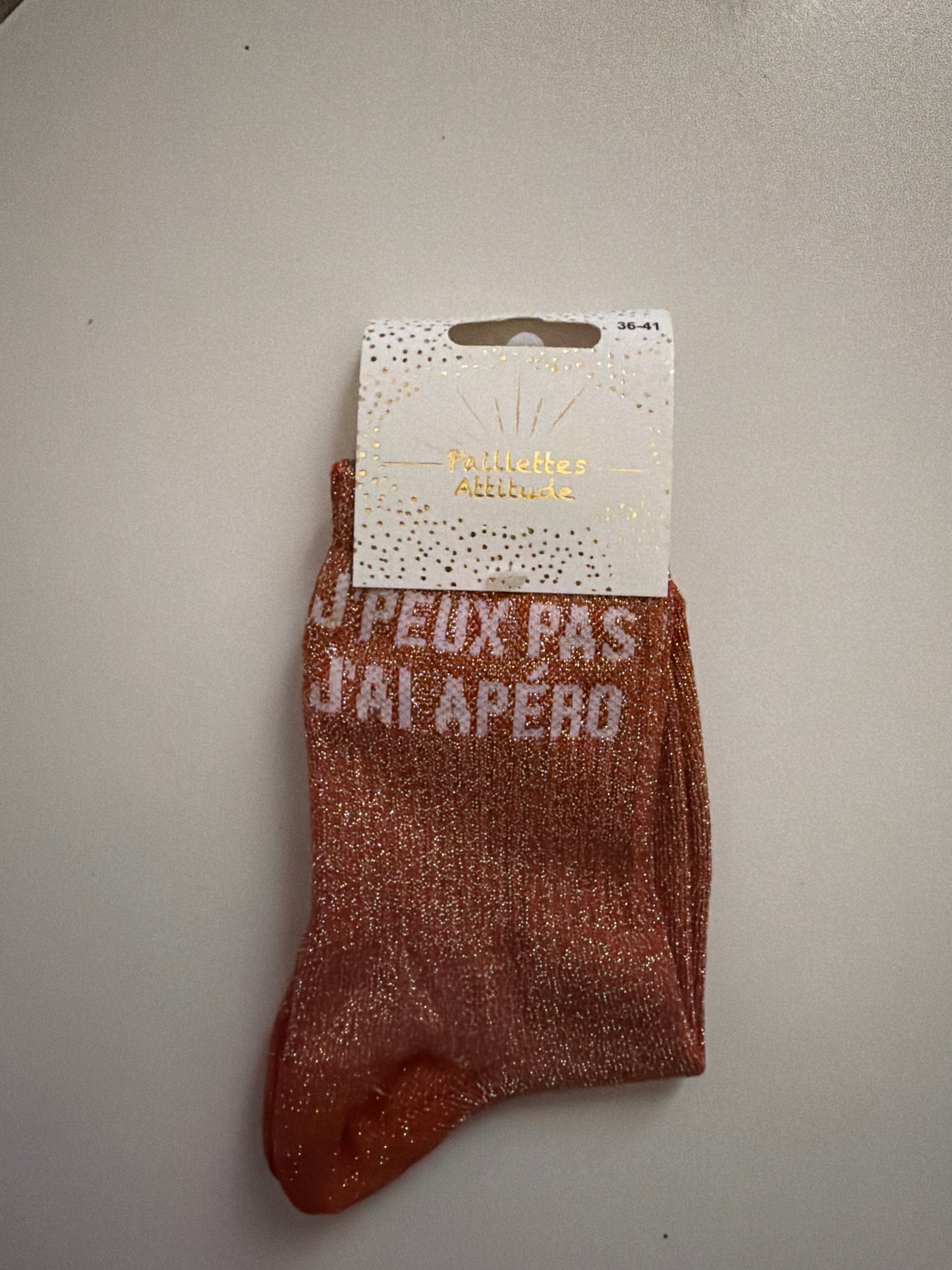 chaussette de ville pailletée 36-41 J’PEUX PAS J’AI APÉRO