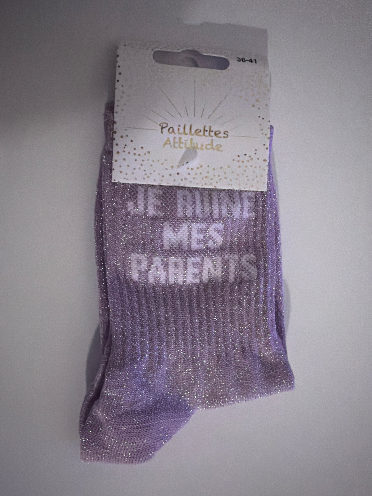 Chaussette de ville pailletée 36-41 JE RUINE MES PARENTS