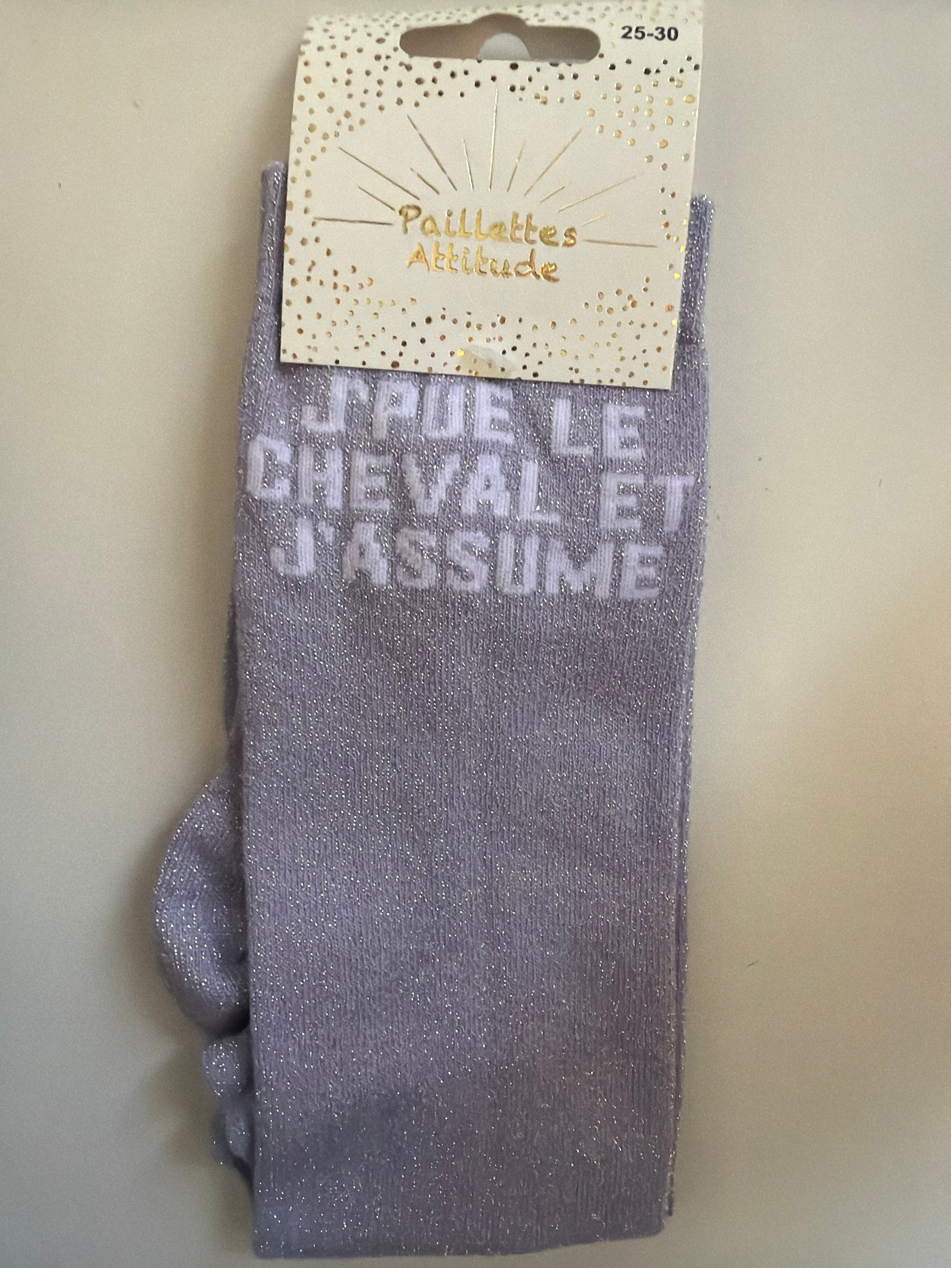 Chaussette pailletée équitation 25-30 J’PUE LE CHEVAL ET J’ASSUME