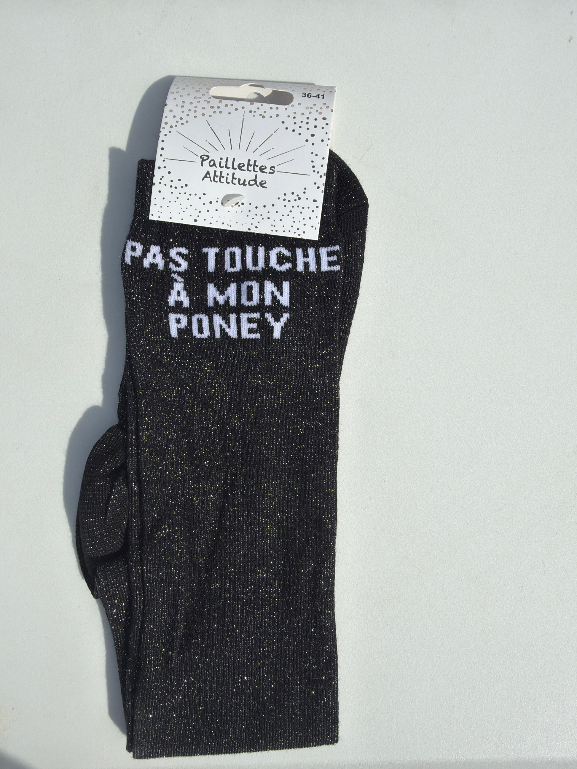 chaussette pailletée équitation 36-41 PAS TOUCHE À MON PONEY