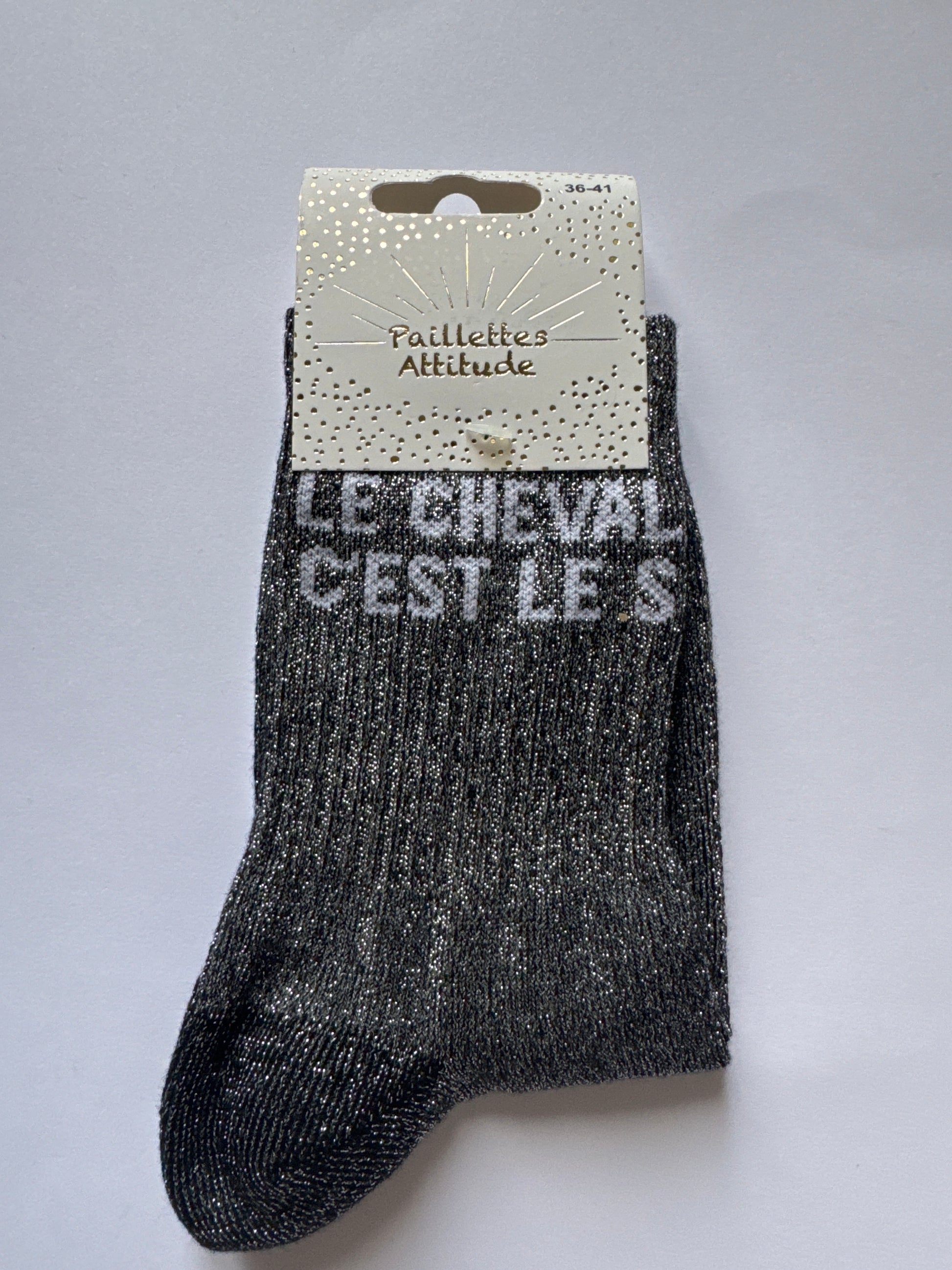 Chaussette pailletée 36-41 LE CHEVAL C’EST LE S