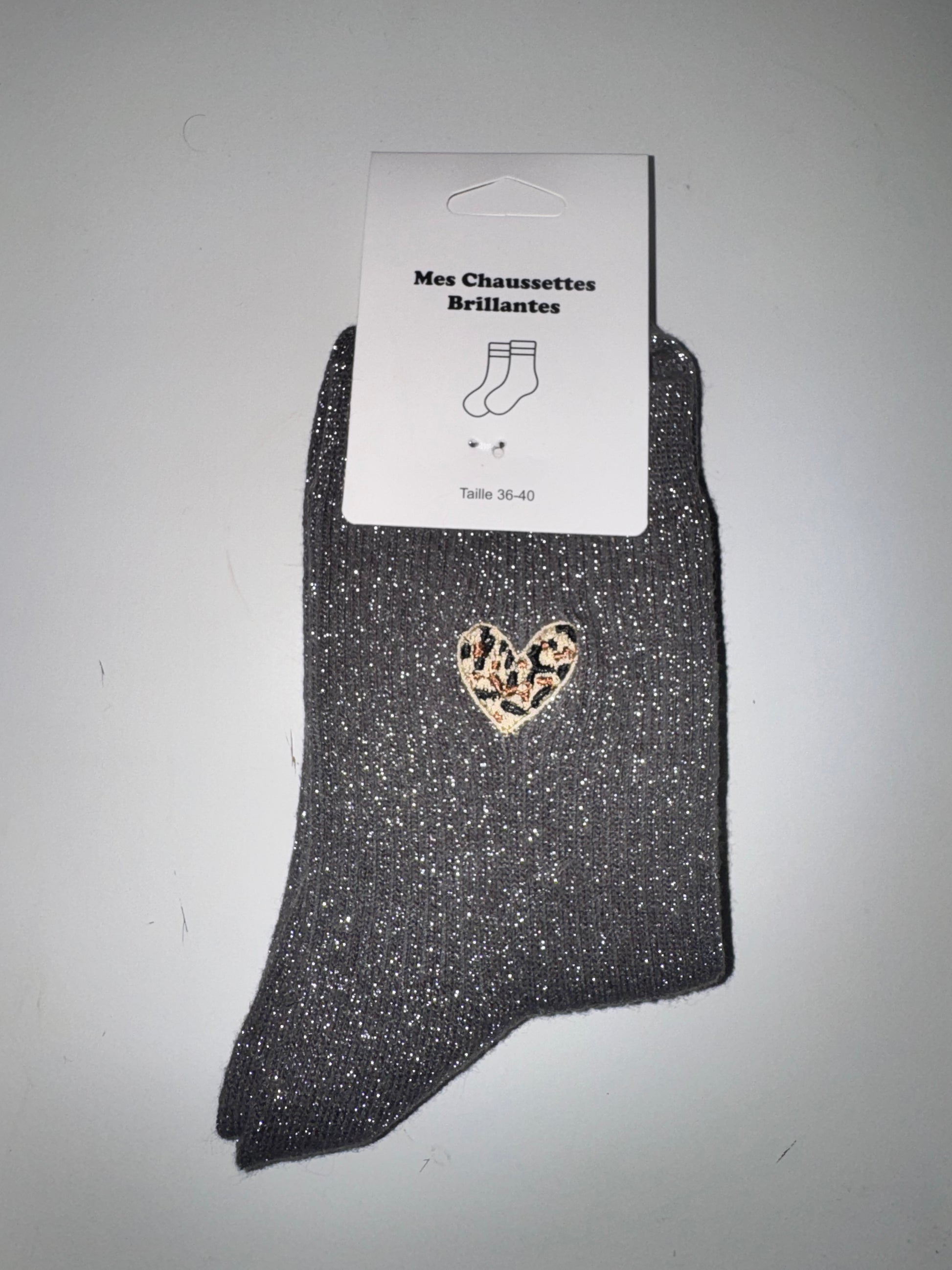 Chaussettes pailletées CŒUR