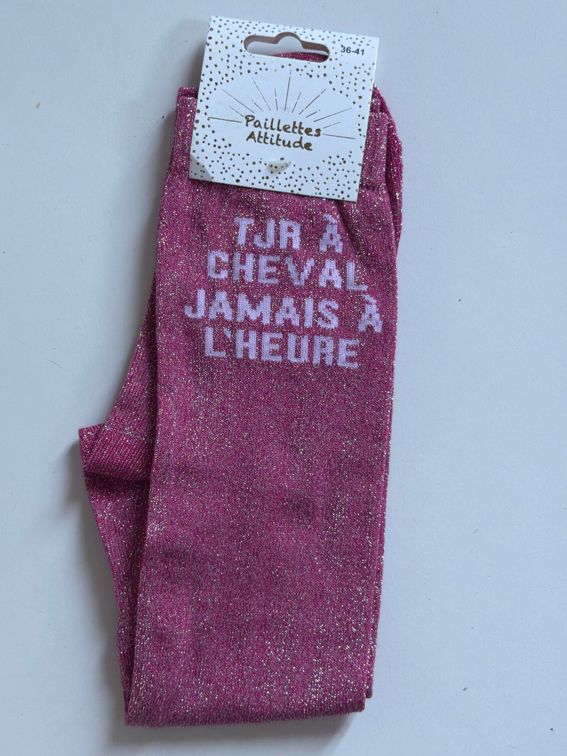 Chaussette pailletée équitation 36-41 TJR À CHEVAL JAMAIS À L’HEURE