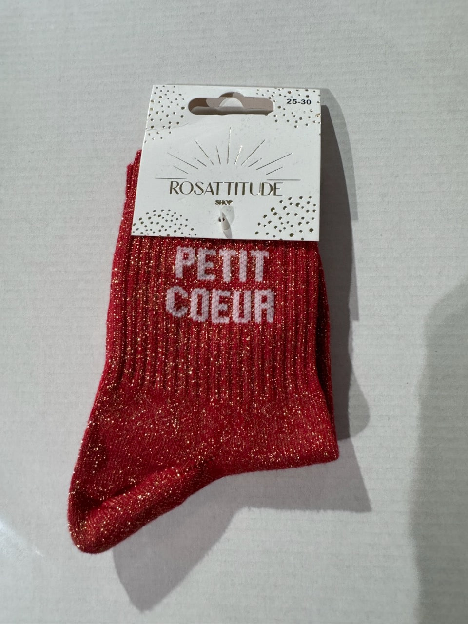 Chaussettes Rouge Pailletée « Petit Coeur »
