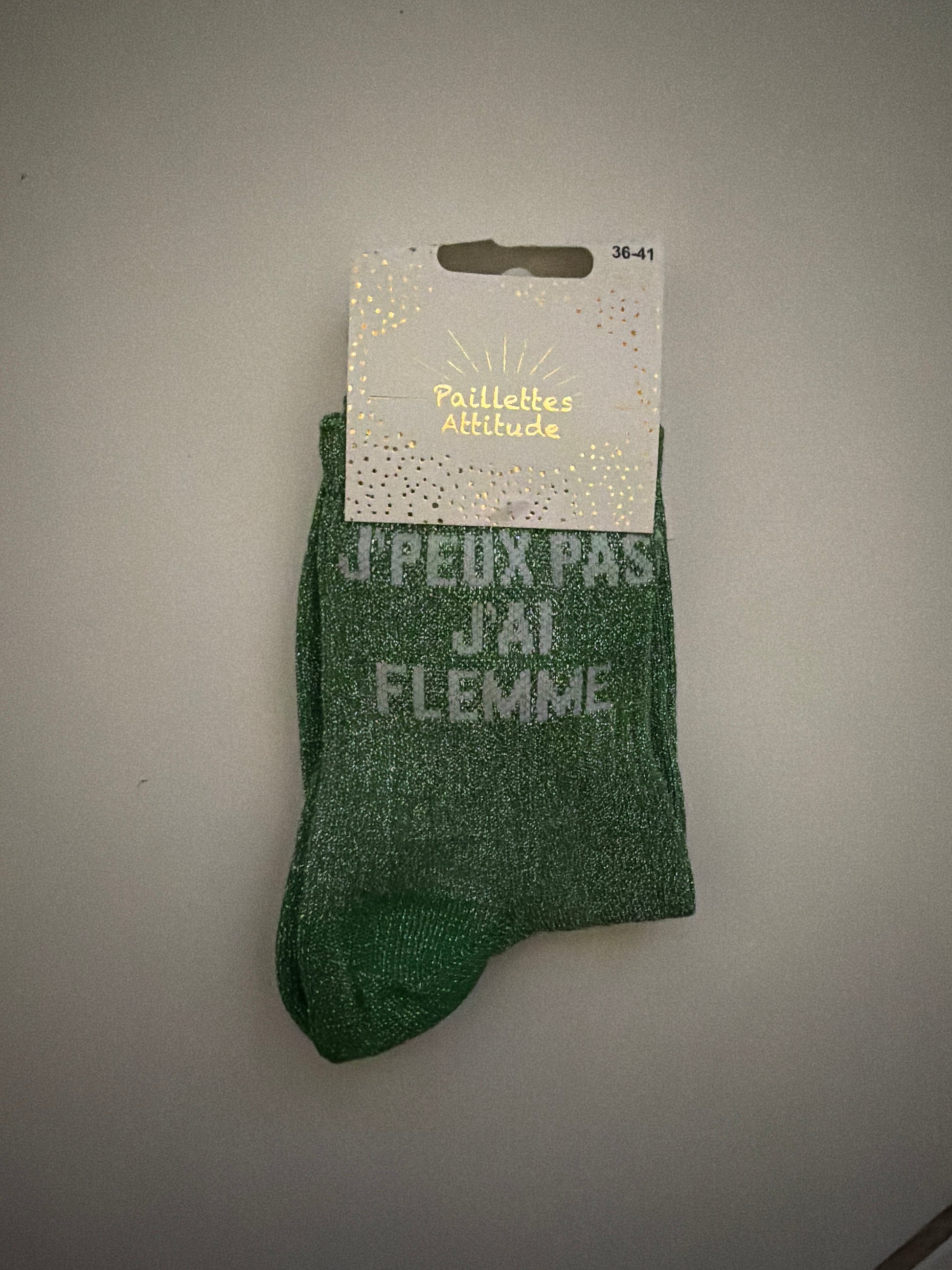 chaussette de ville pailletée 36-41 J’PEUX PAS J’AI FLEMME