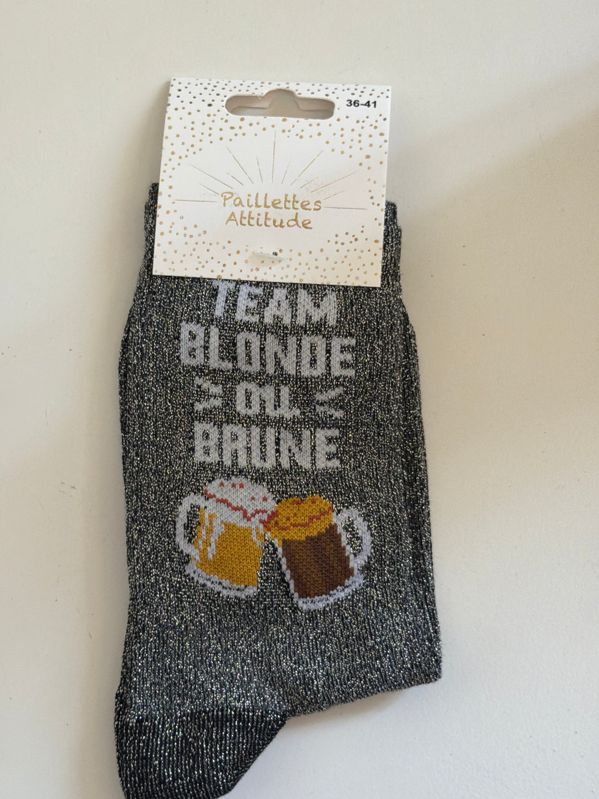 Chaussette pailletée de ville 36-41 TEAM BLONDE OU BRUNE
