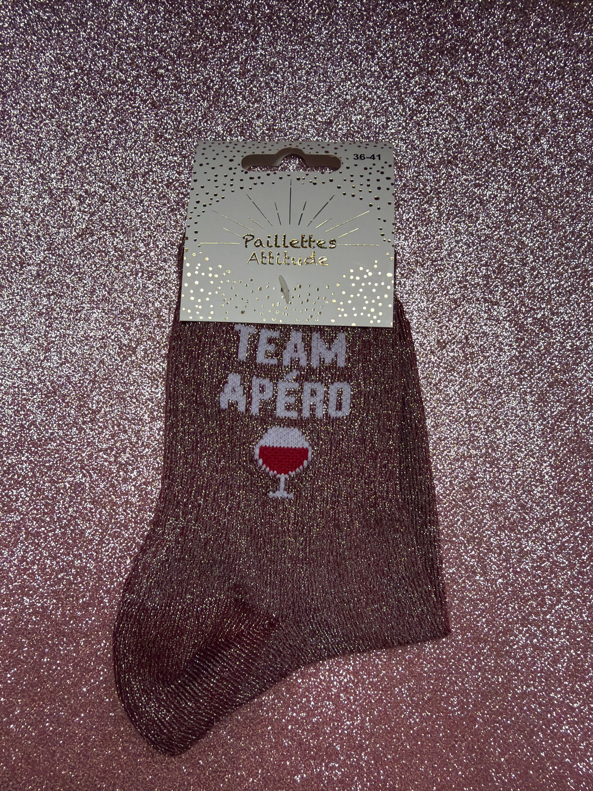 Chaussette de ville pailletée TEAM APÉRO 🍷 36/41