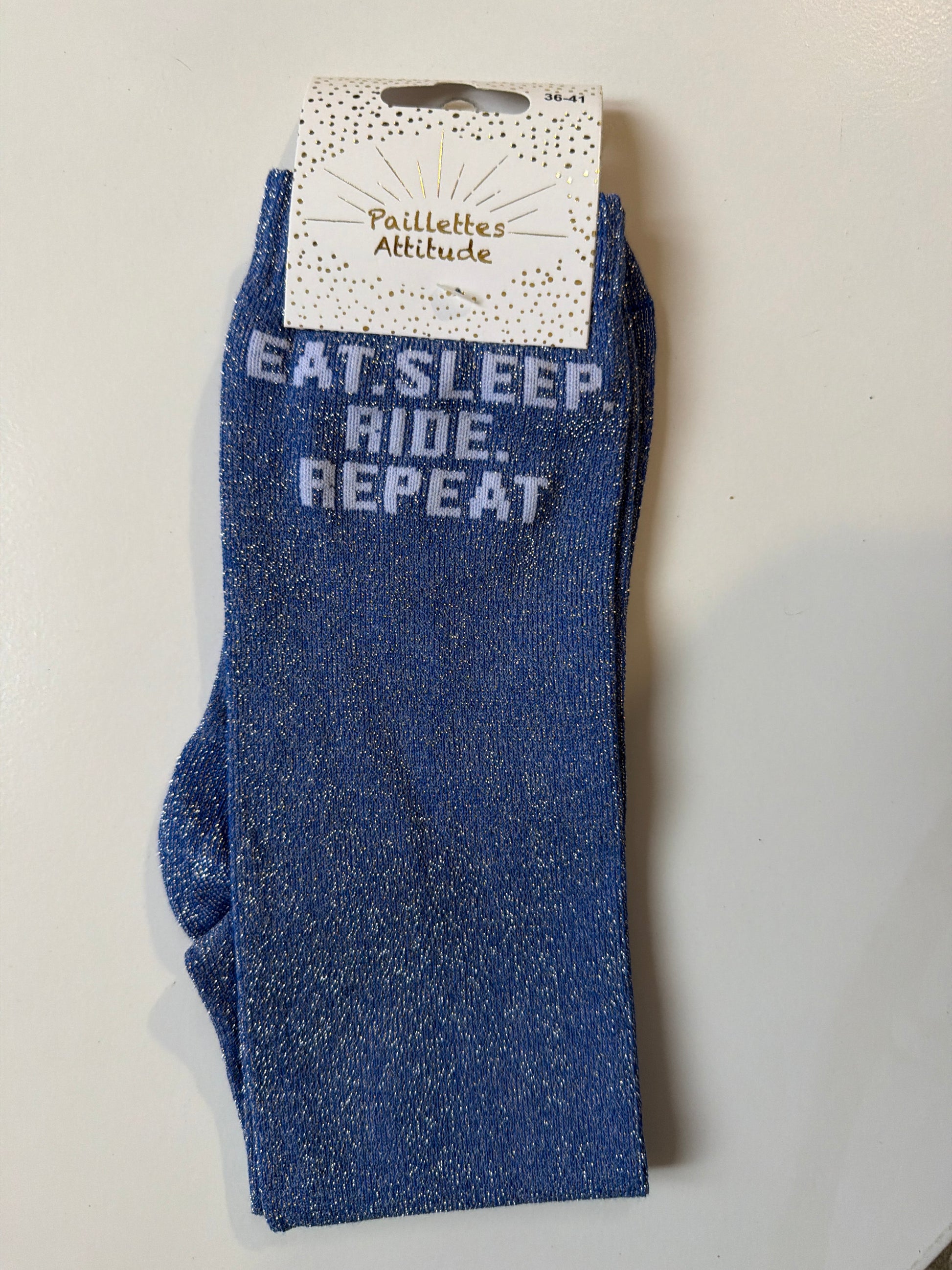 Chaussette équitation pailletée 36-41 EAT.SLEEP.RIDE.REPEAT