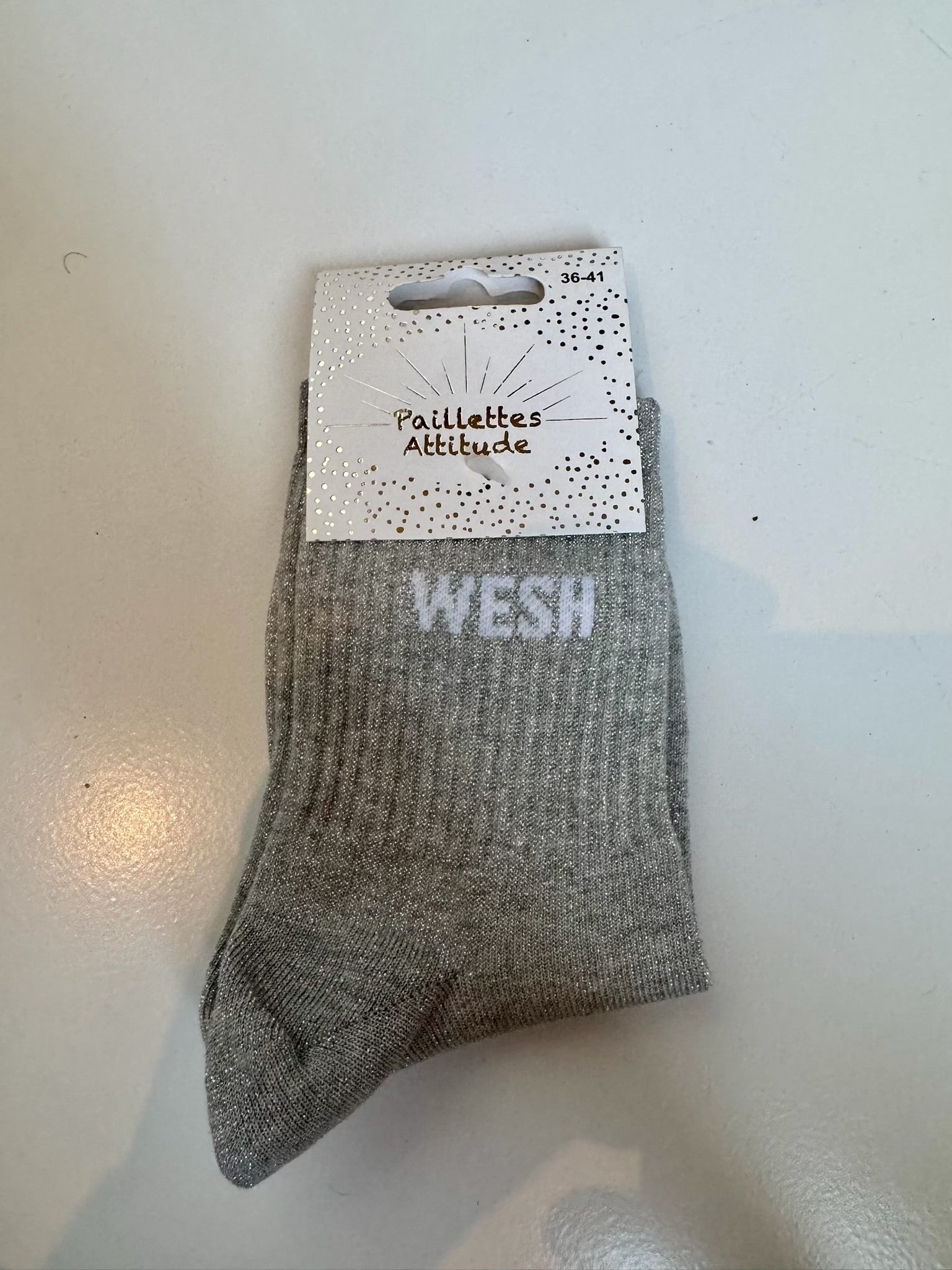 Chaussettes Grises Pailletée « Wesh »
