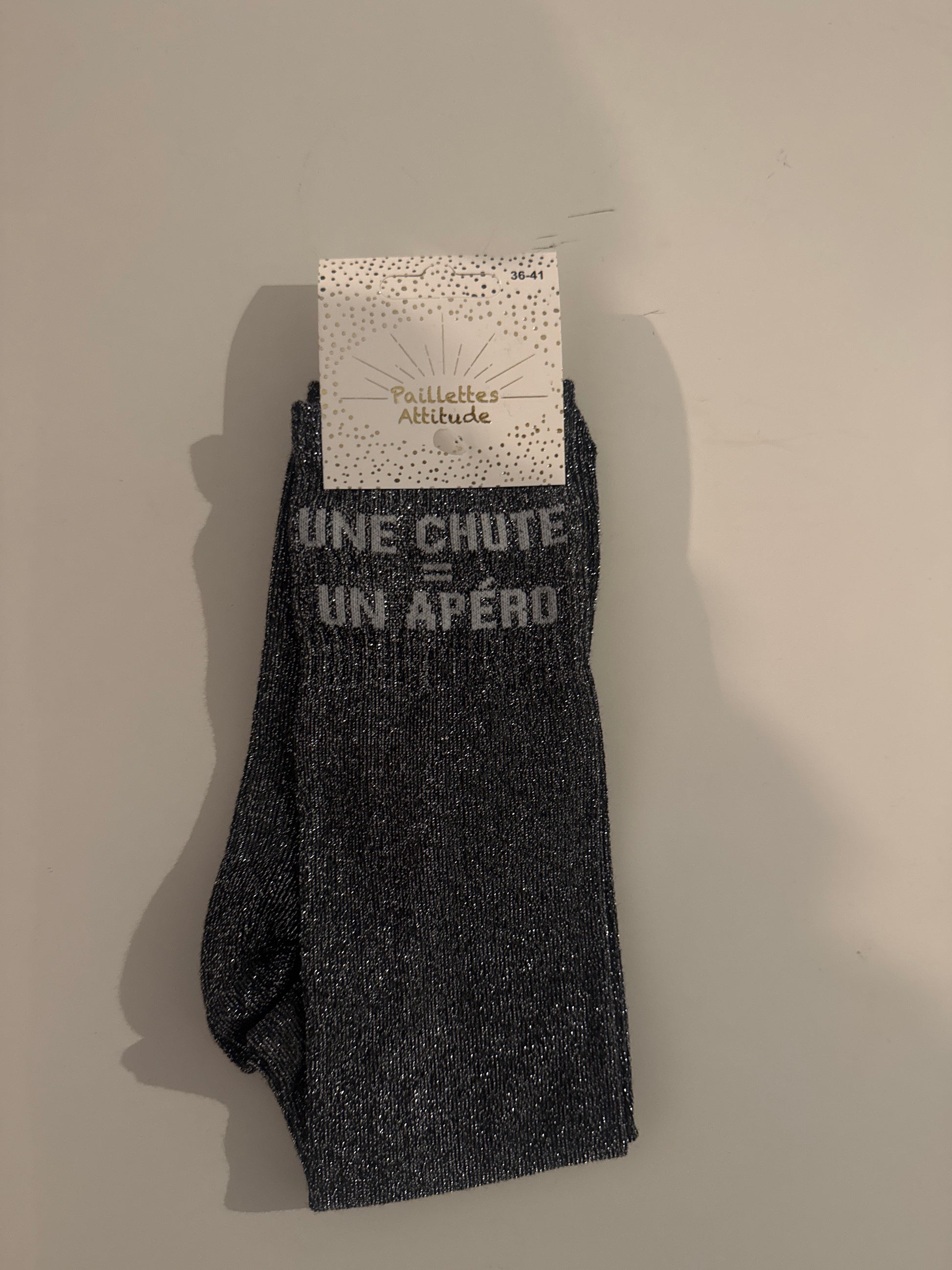 chaussette pailletée UNE CHUTE=UN APÉRO 36/41