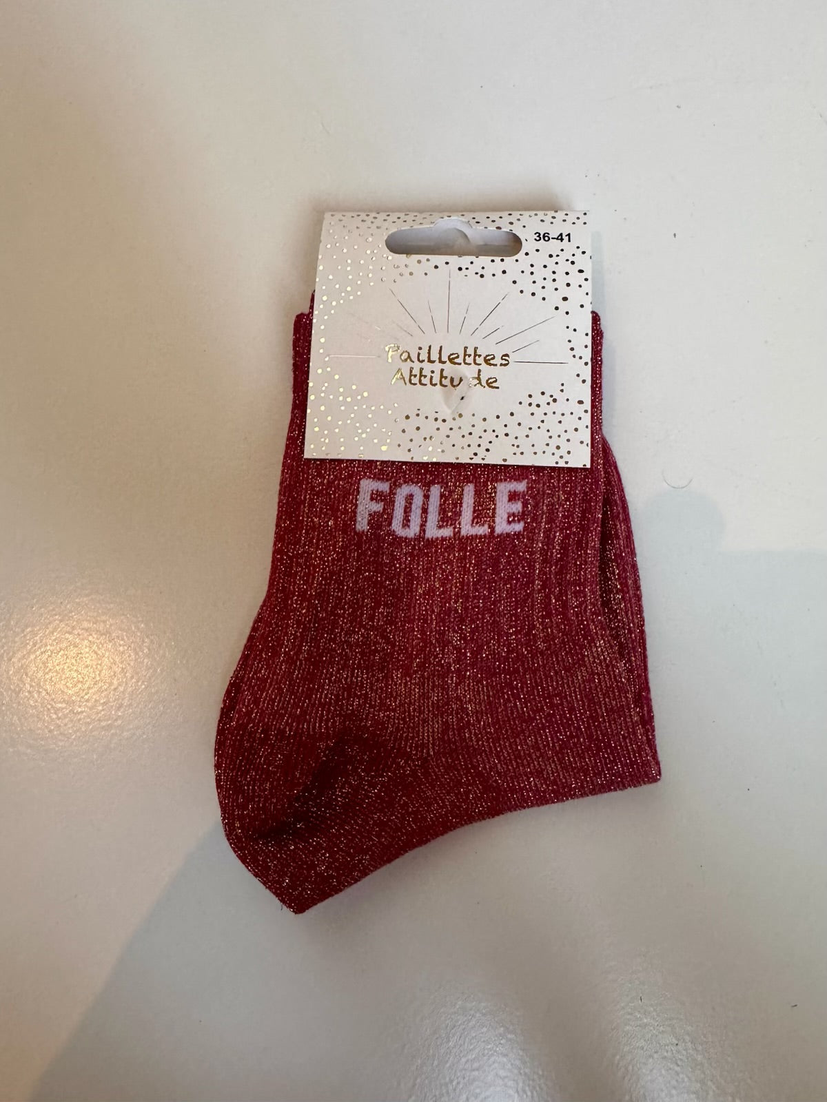Chaussettes Rouge Pailletée « Folle »