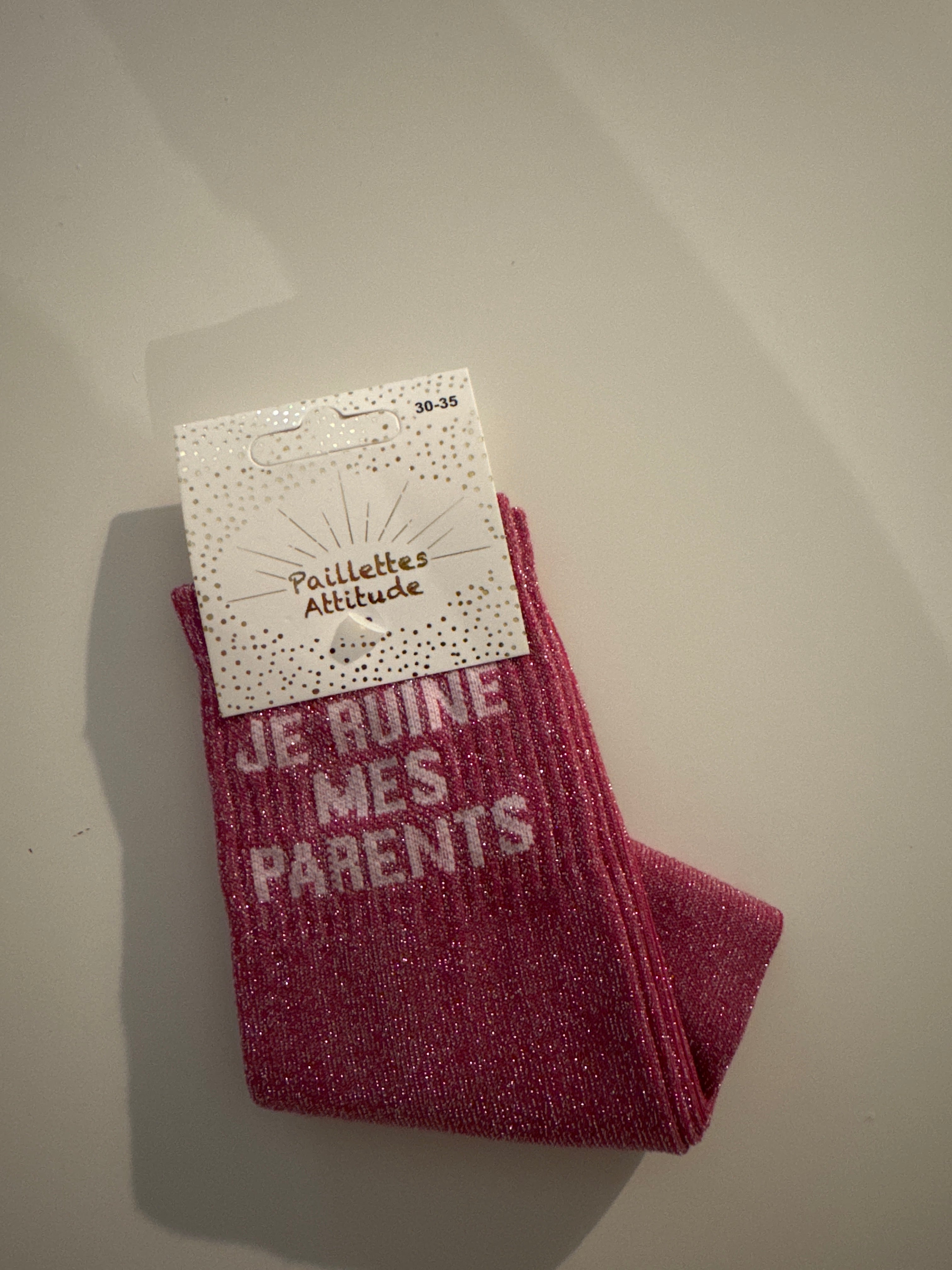 Chaussette pailletée JE RUINE MES PARENTS 30/35