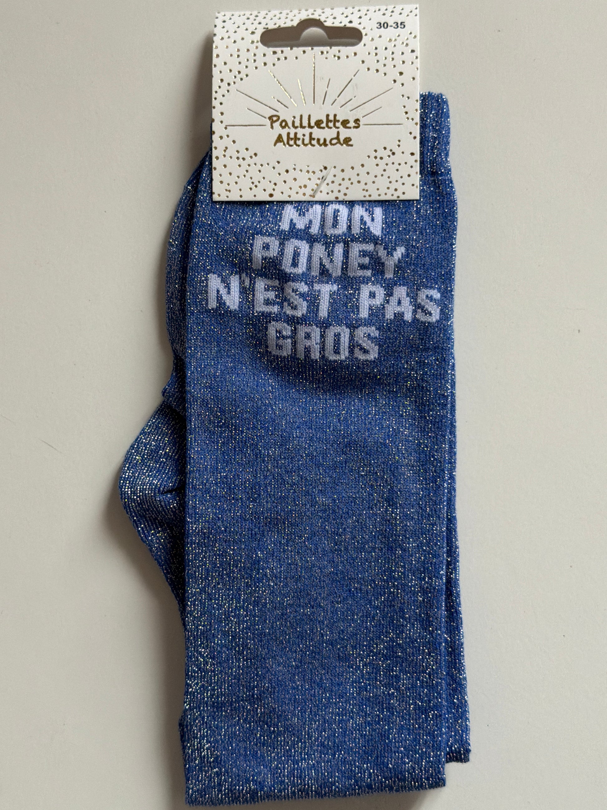 Chaussette pailletée équitation 30-35 MON PONEY N’EST PAS GROS