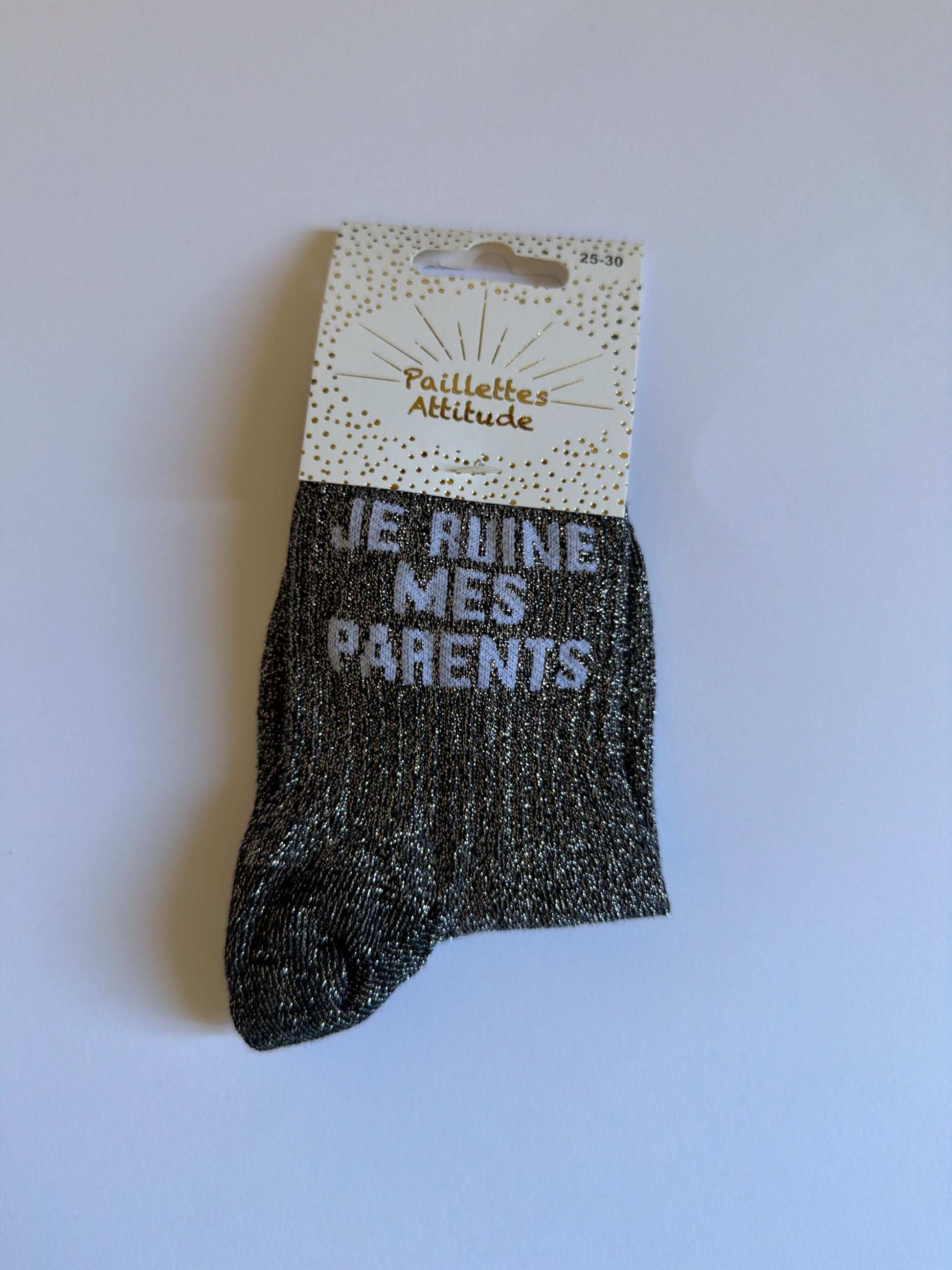 Chaussette de ville pailletée 25-30 /30-35 JE RUINE MES PARENTS