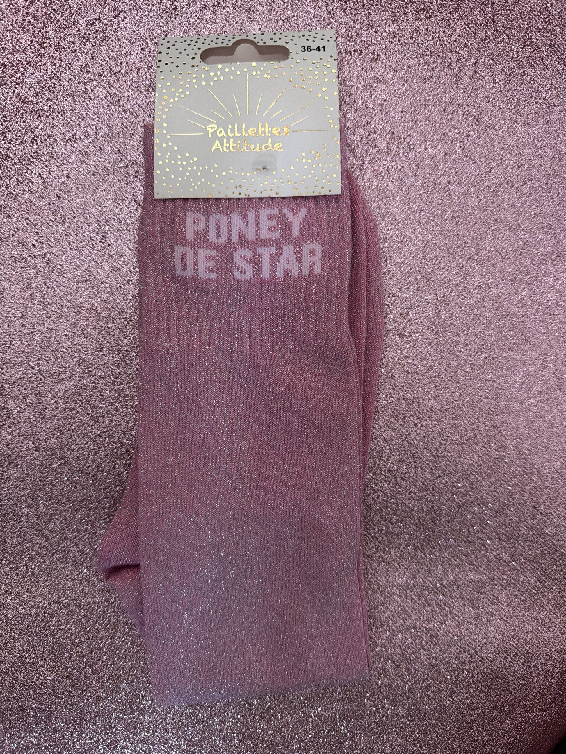 chaussette pailletée équitation PONEY DE STAR 36/41