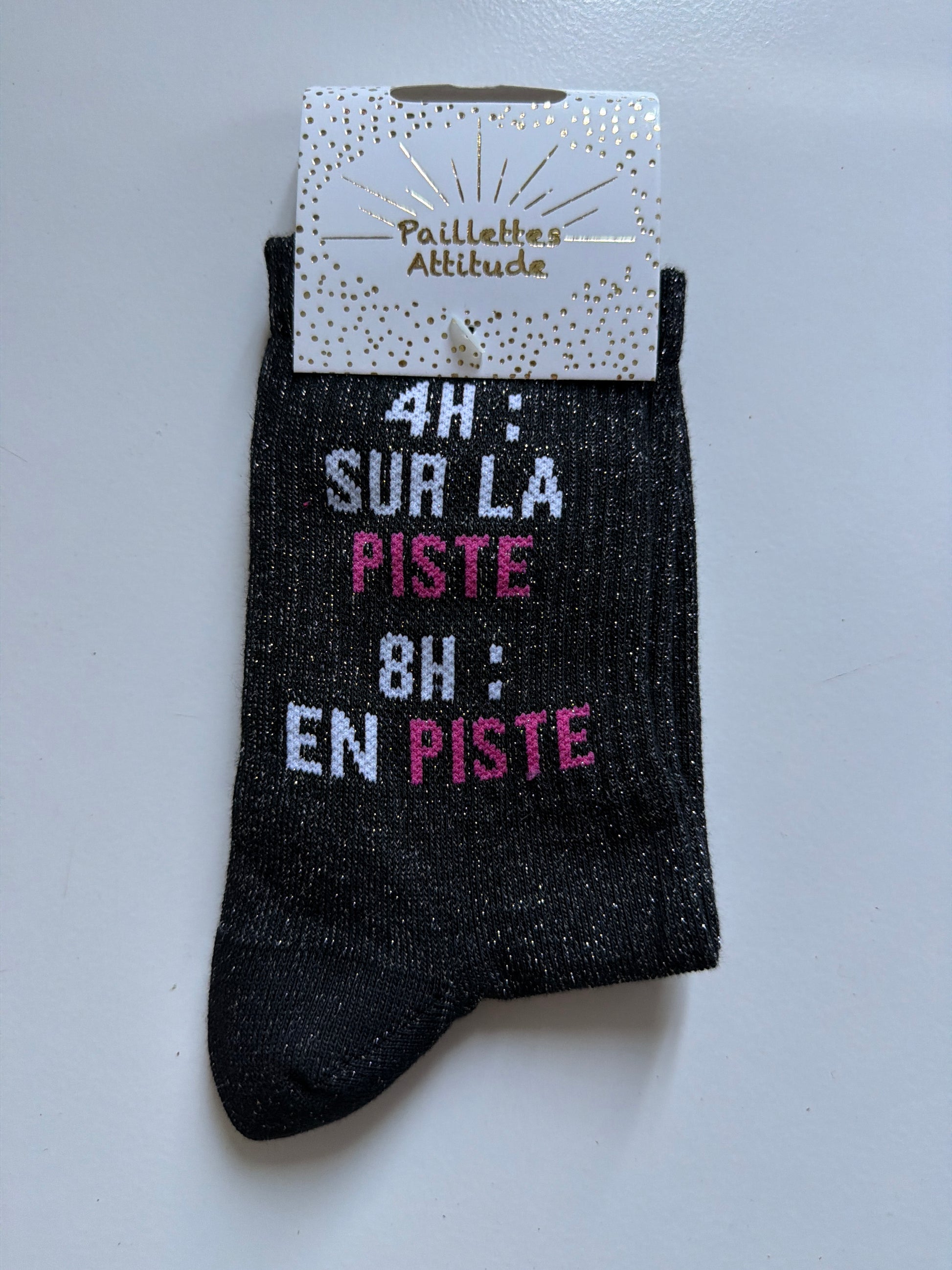 Chaussette de ville pailletée 36-41 - 4H : SUR LA PISTE 8H : EN PISTE