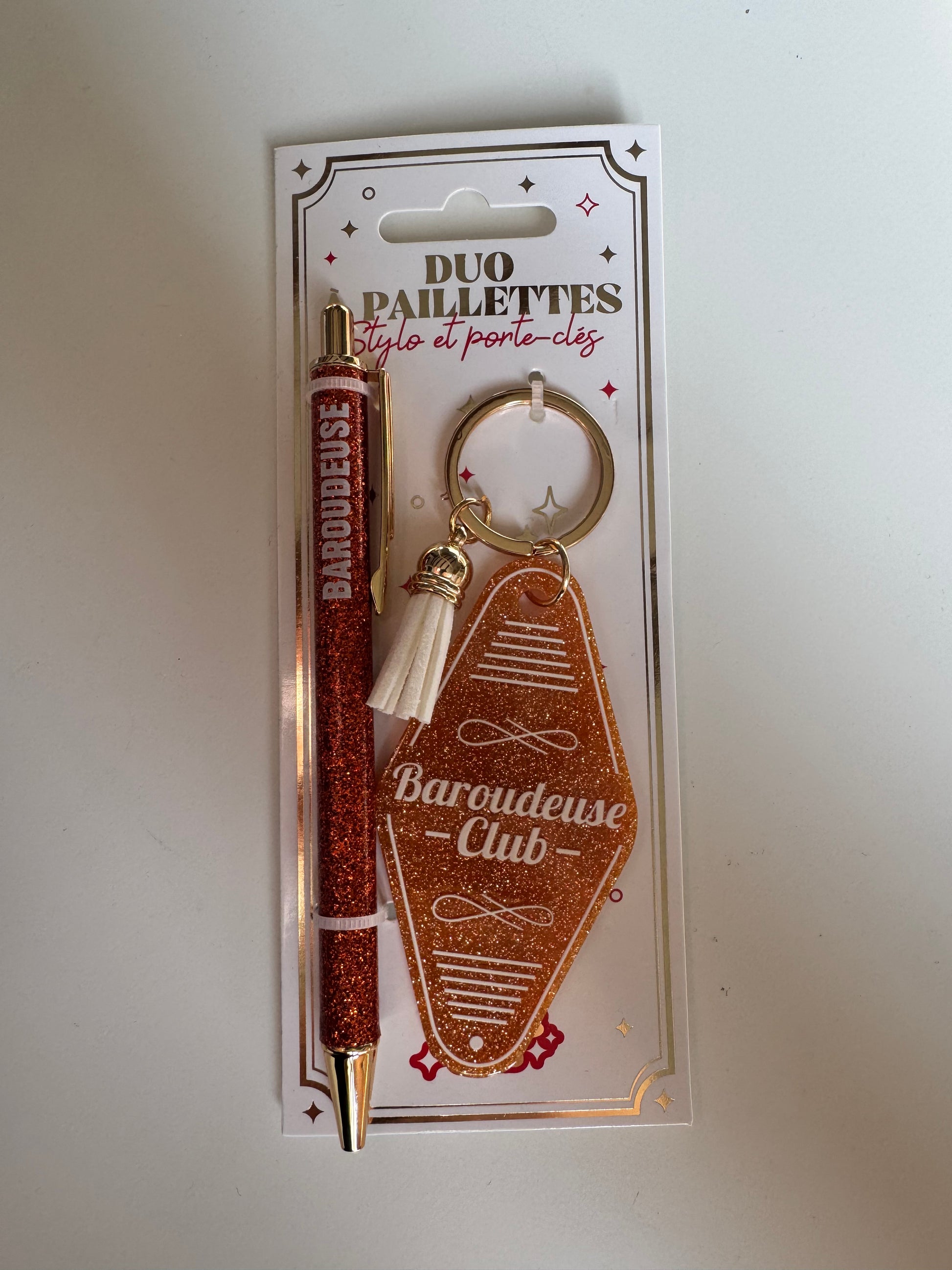 ✨ Duo Paillettes – Stylo & Porte-Clés ✨