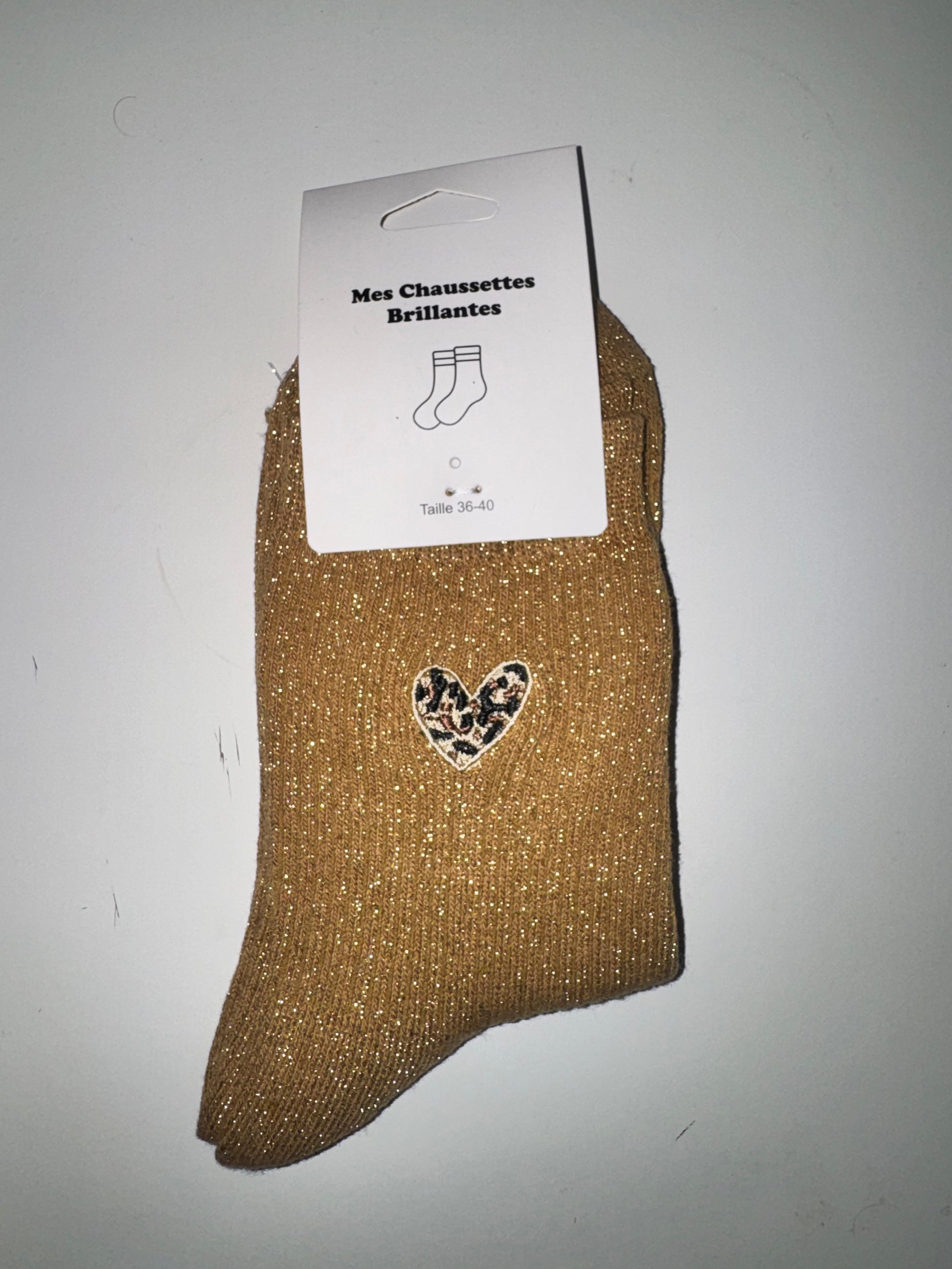 Chaussettes pailletées CŒUR