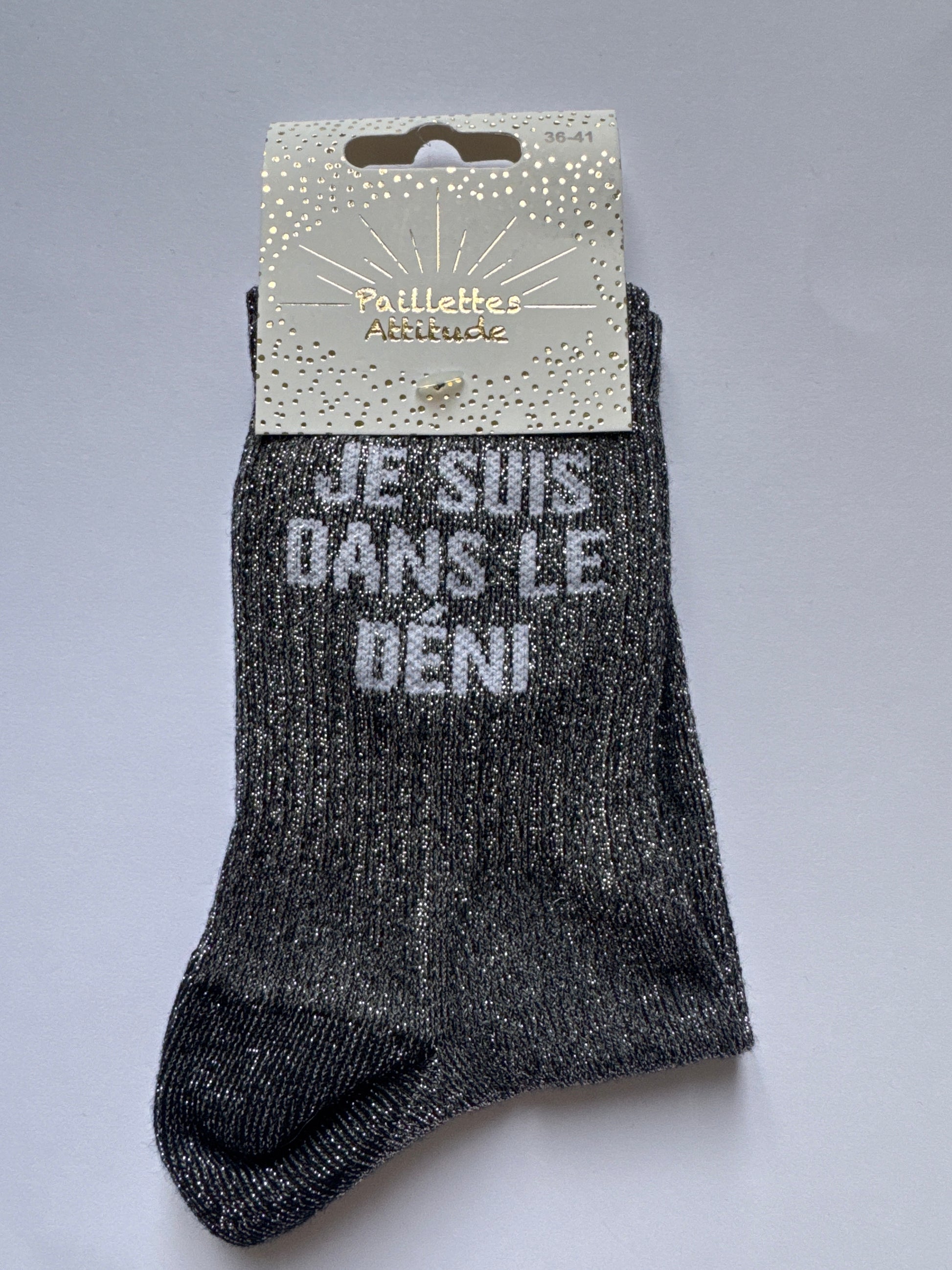 Chaussette de ville pailletée 36-41 JE SUIS DANS LE DÉNI