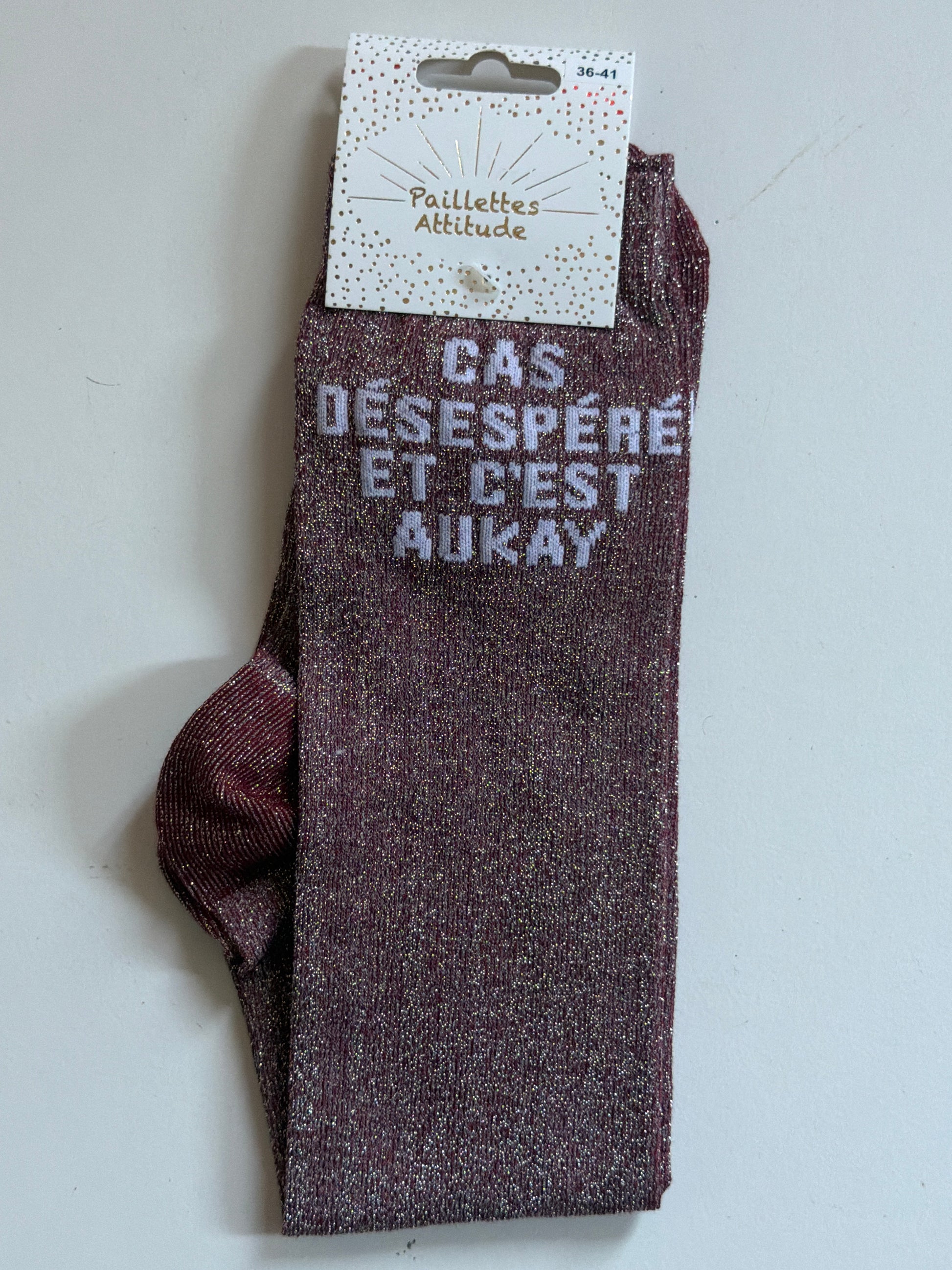 Chaussette pailletée équitation 36-41 CAS DÉSESPÉRÉ ET C’EST AUKAY