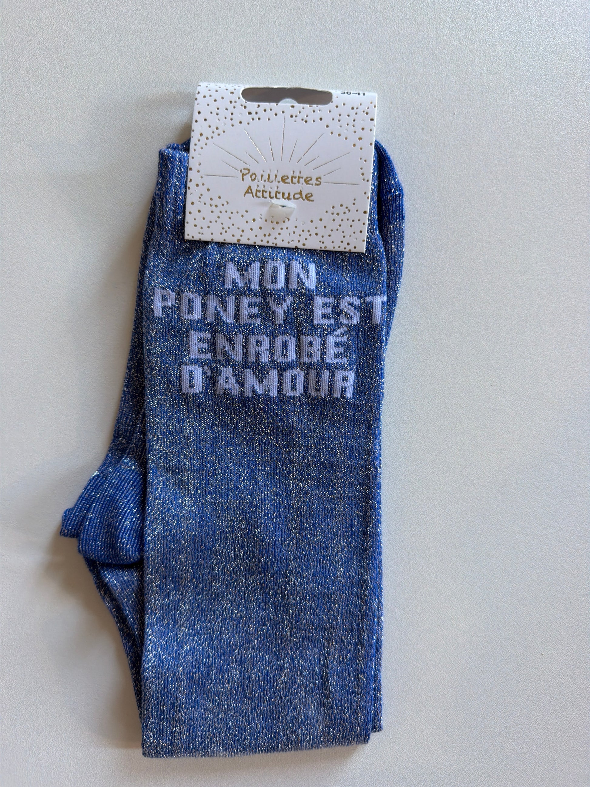 Chaussette pailletée équitation 36-41 MON PONEY EST ENROBÉ D’AMOUR