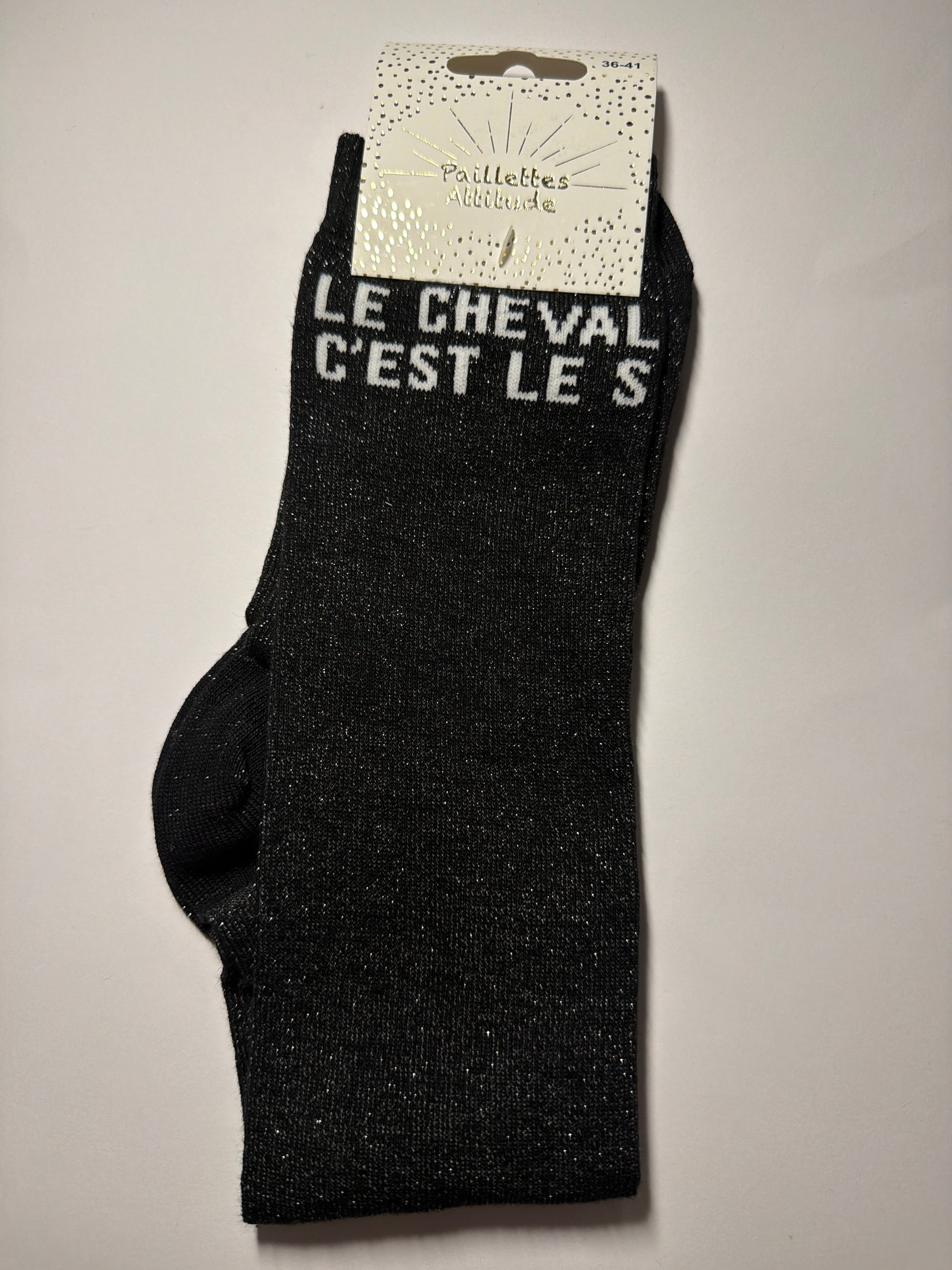 Chaussette pailletée équitation 36-41 LE CHEVAL C’EST LE S