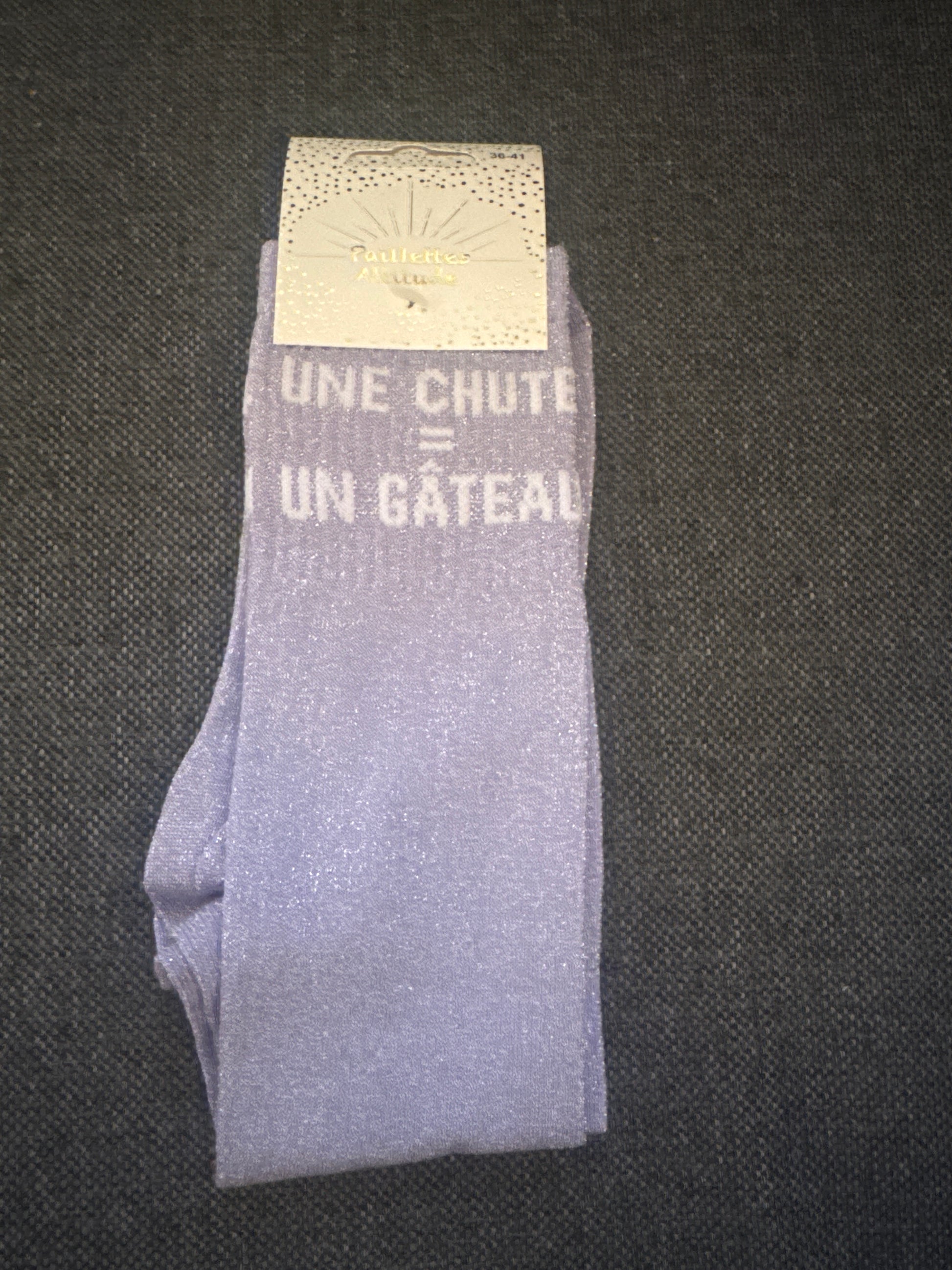 chaussette pailletée UNE CHUTE = UN GÂTEAU 36/41
