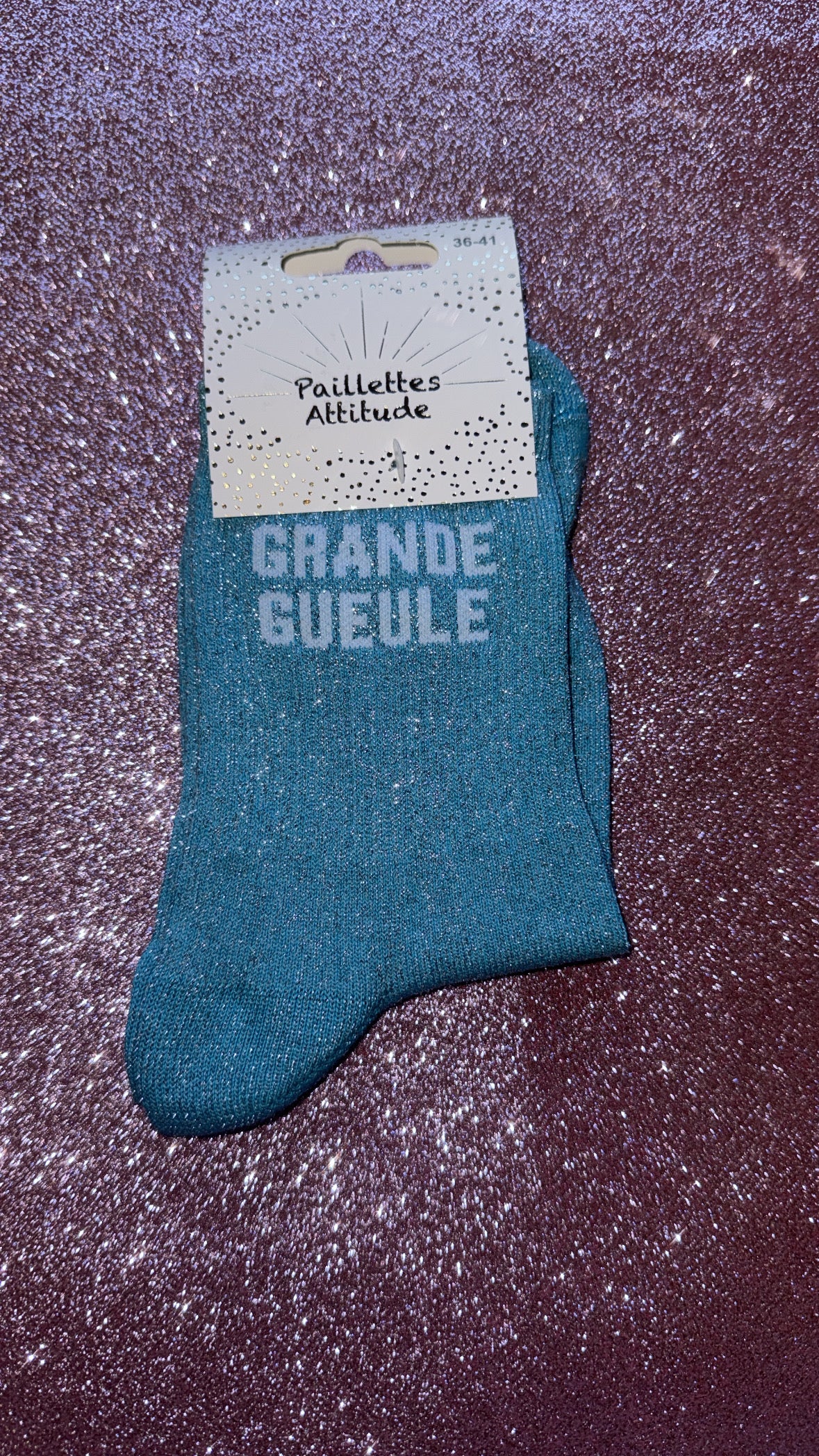 Chaussettes de ville pailletée 36/41 « Grande gueule »