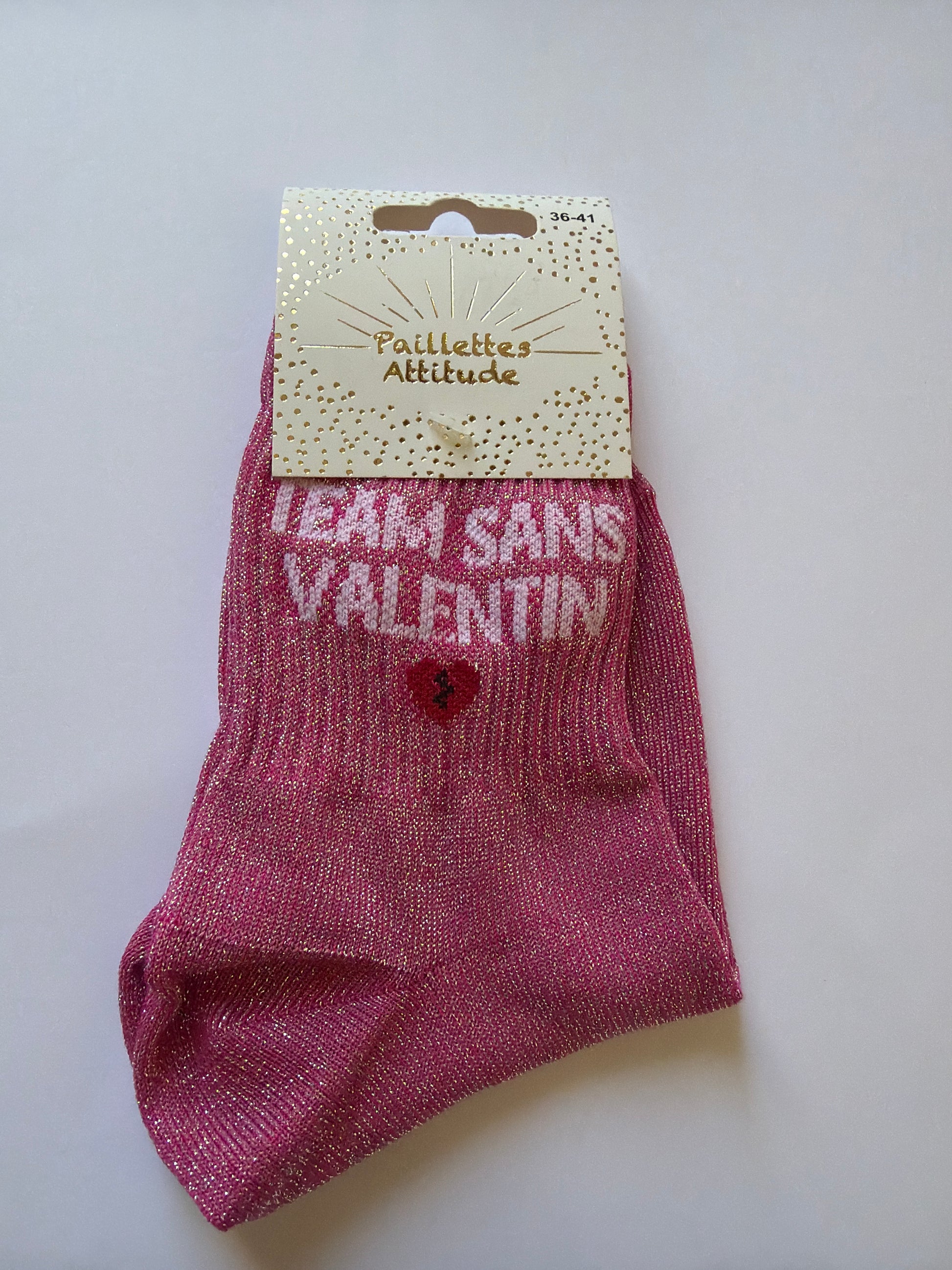 Chaussette pailletée 36-41 TEAM SANS VALENTIN 💔