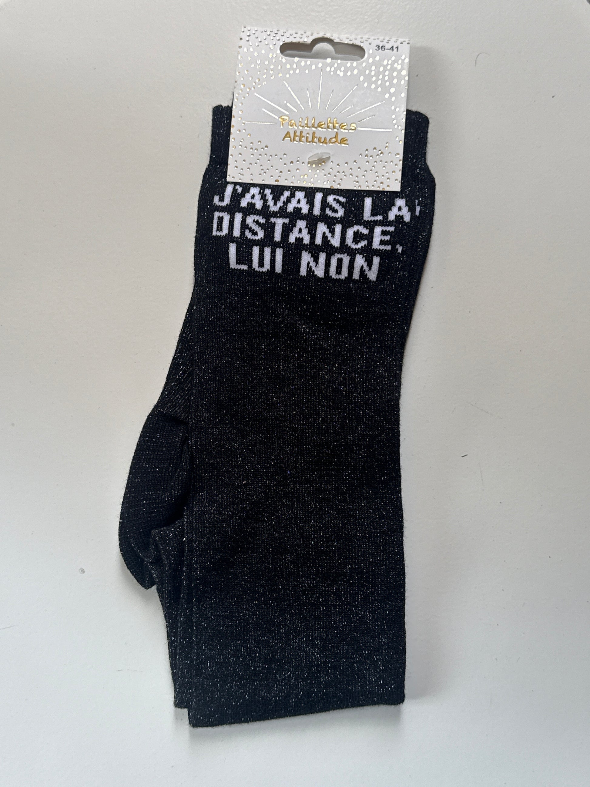 Chaussette pailletée équitation 36-41 J'AVAIS LA DISTANCE, LUI NON