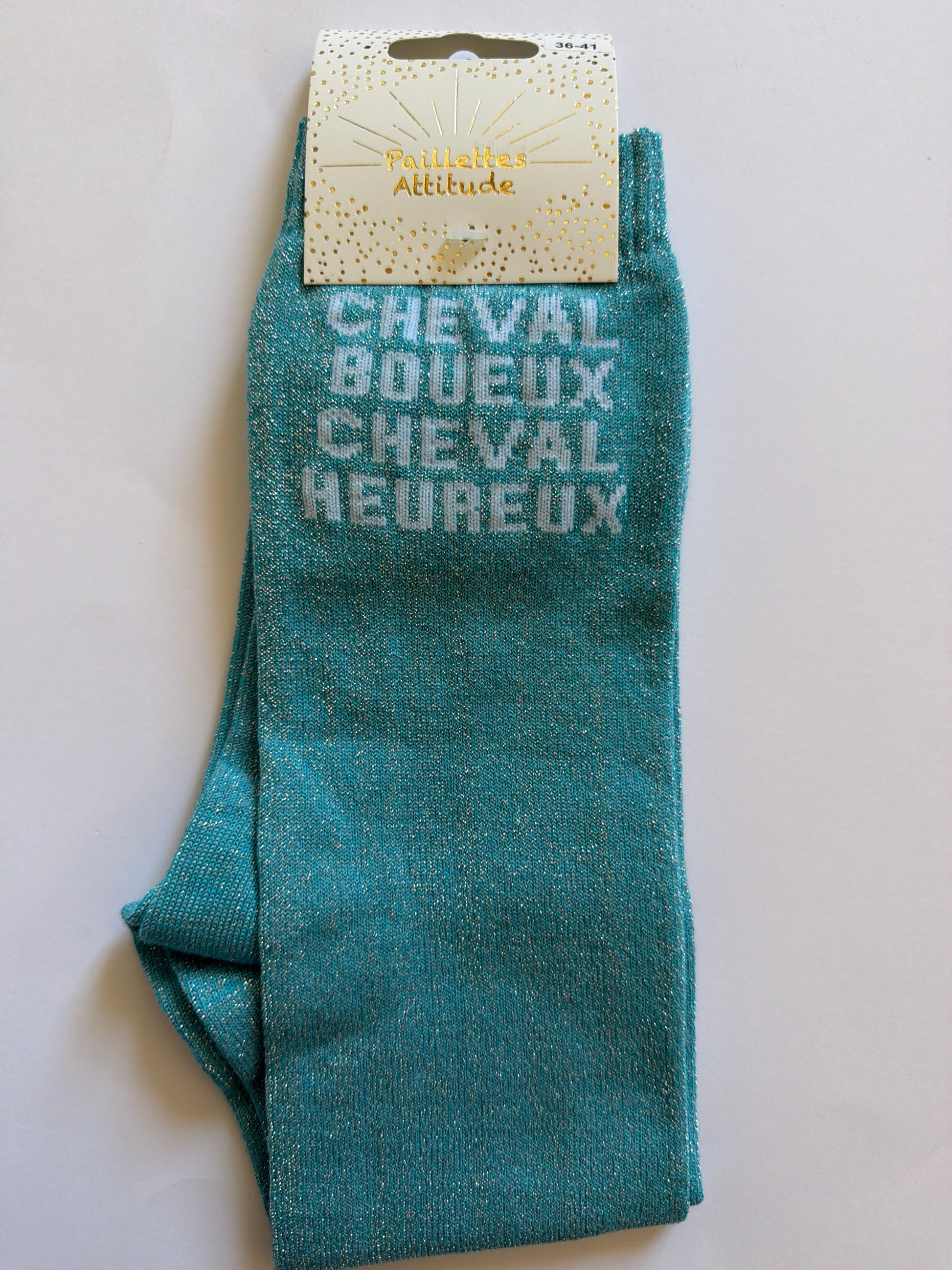 Chaussette pailletée équitation 36-41 CHEVAL BOUEUX CHEVAL HEUREUX