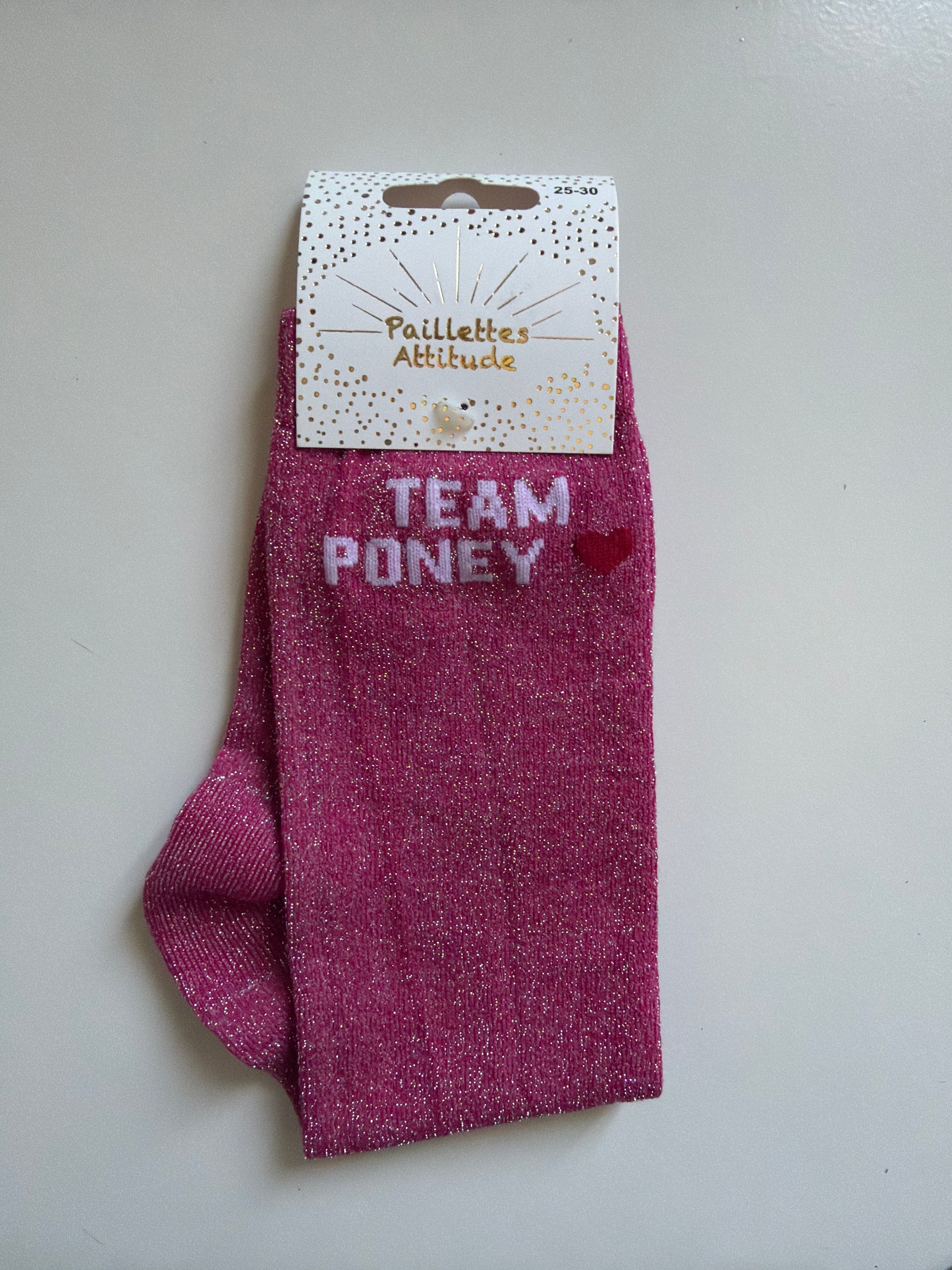 Chaussette pailletée équitation 25-30 TEAM PONEY ❤️